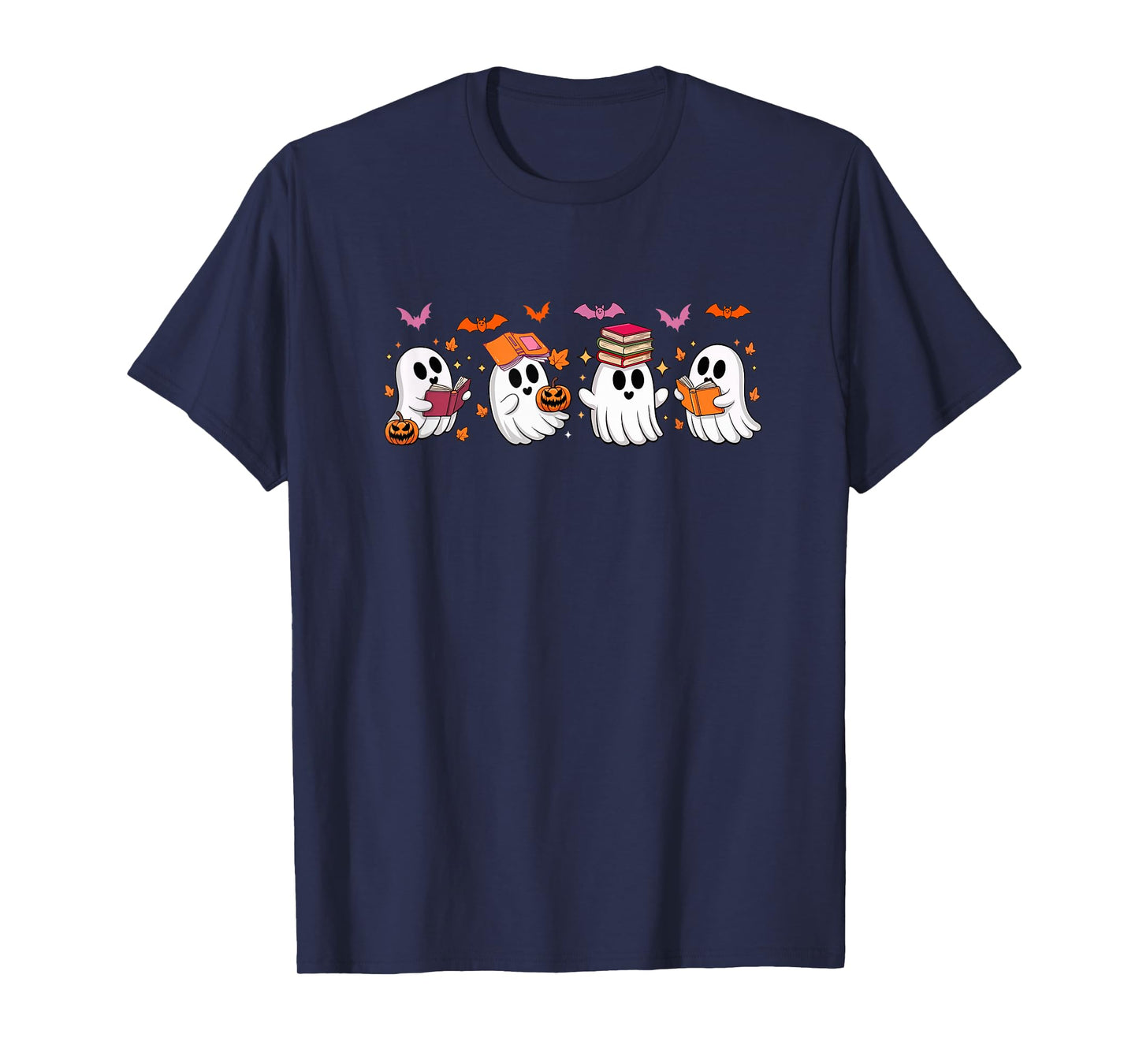 Halloween Group Boo Ghosts Reading Books Bookworm Librarian T-Shirt