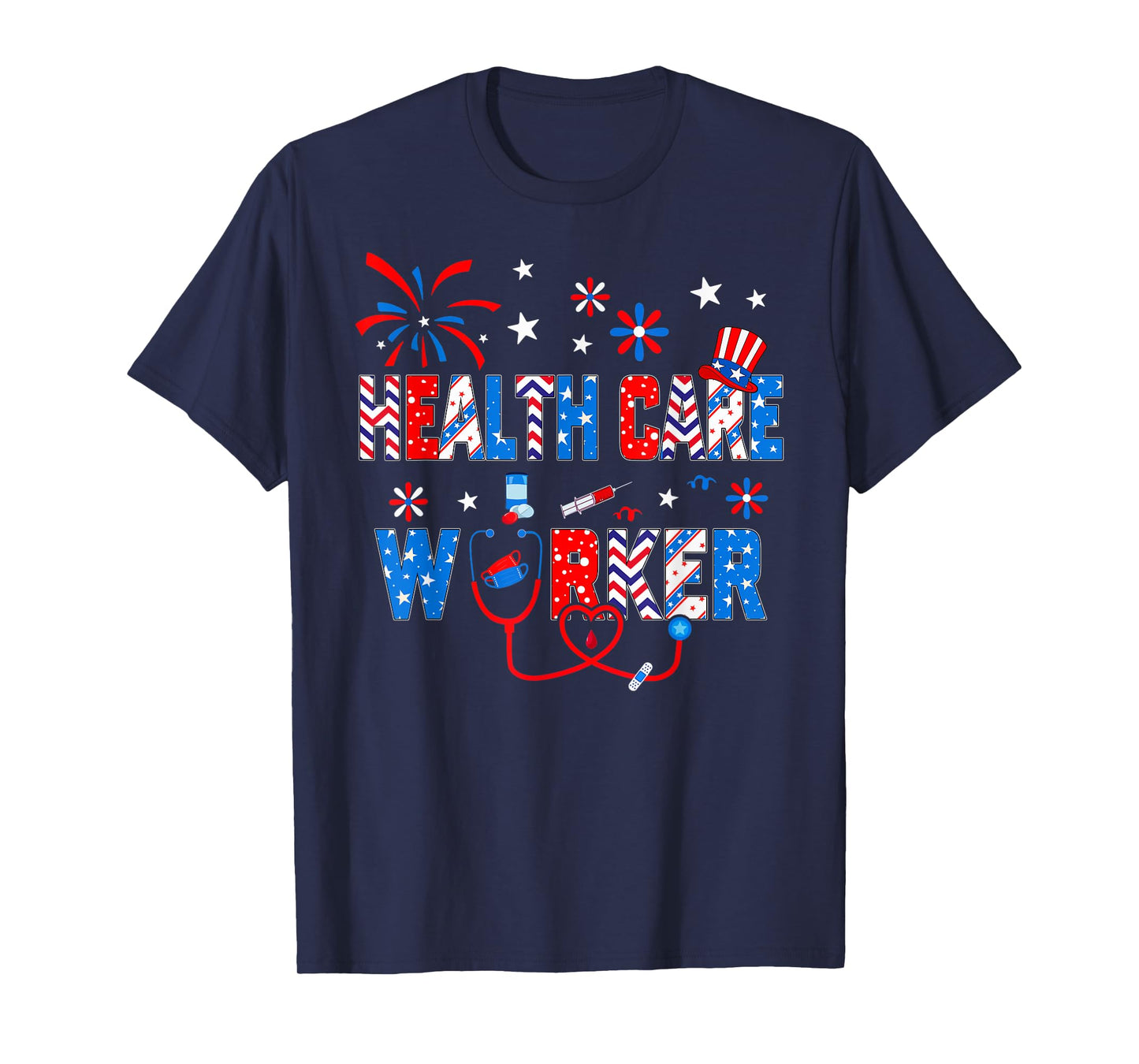 4th Of July For Women Stethoscope Health Care Worker Nurse T-Shirt