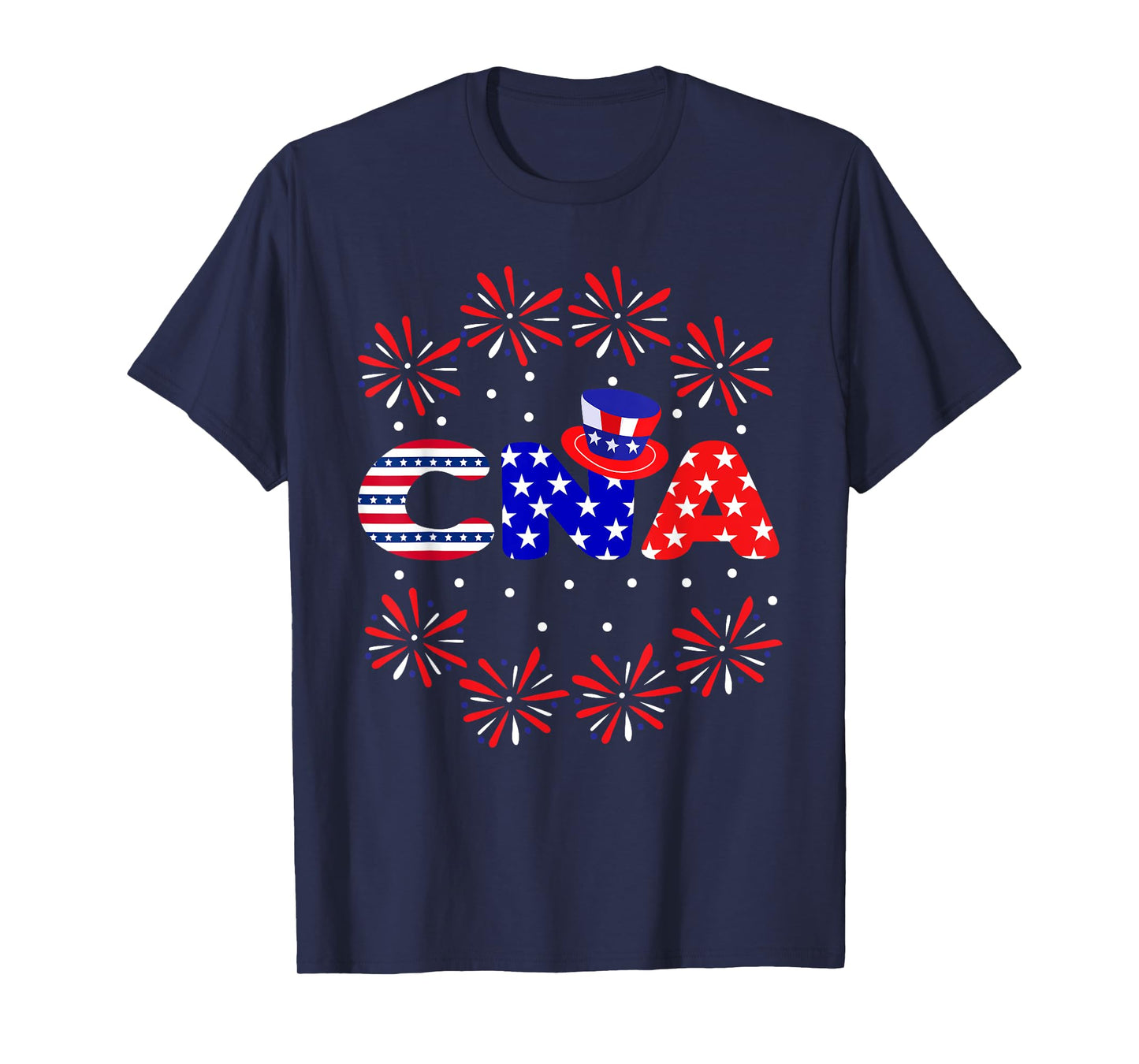 4th Of July CNA Nurse Red White Blue USA Flag Patriotic T-Shirt for Women Men