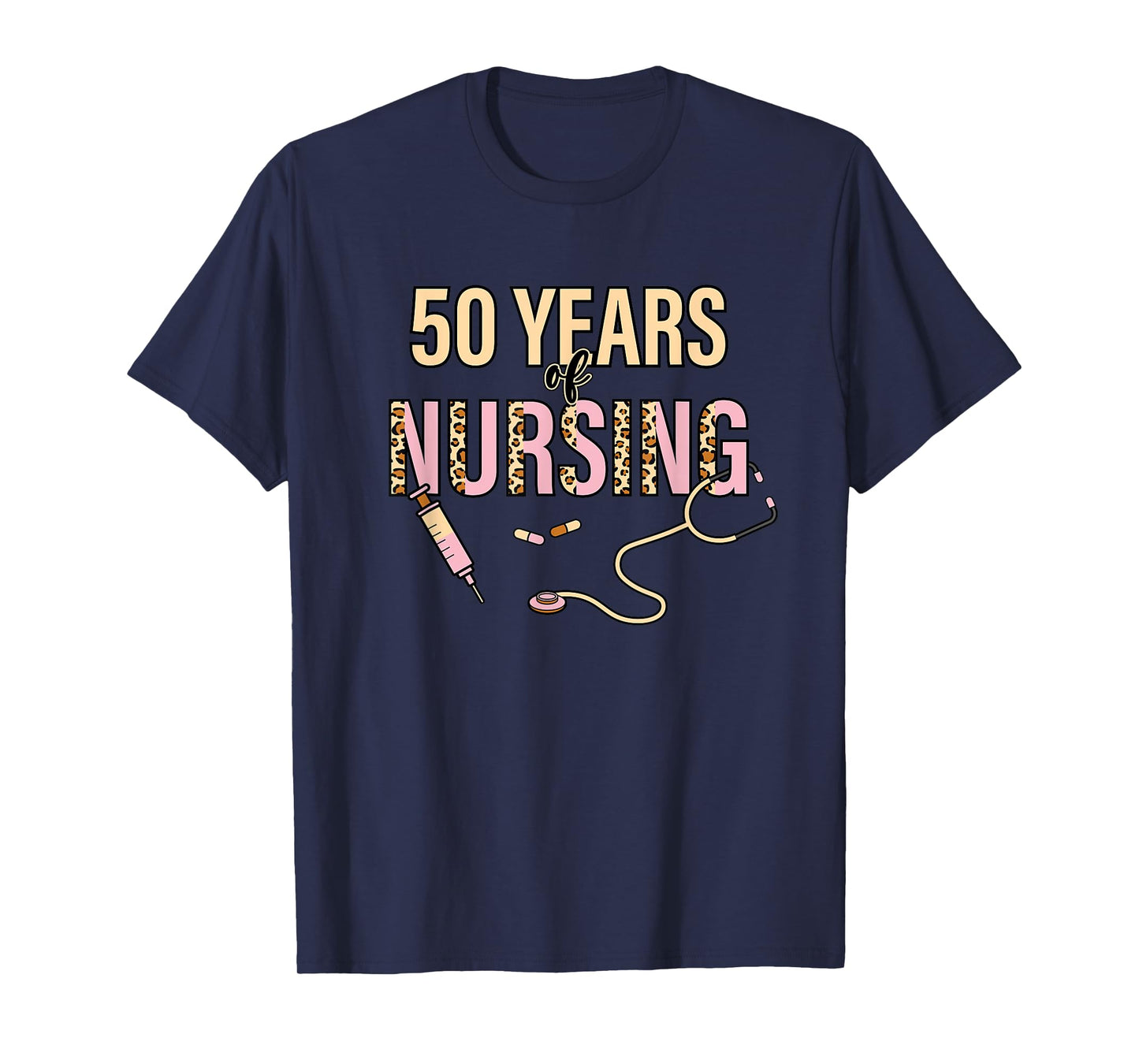 50 Years of Nursing 50th Nurse Anniversary Leopard Print T-Shirt