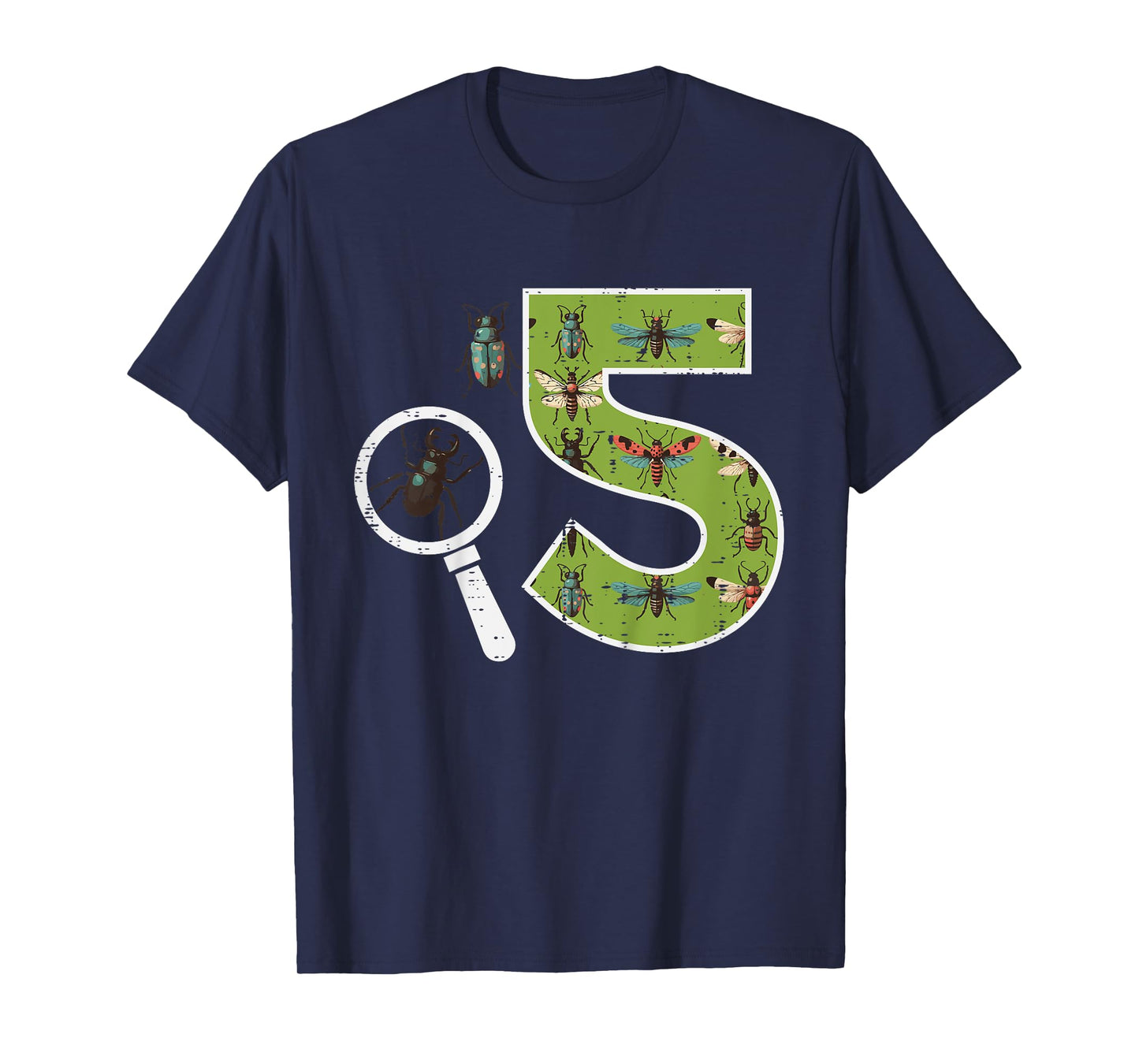 5th Birthday 5 Magnifying Glass Insects Bugs Bday Boys Girls T-Shirt