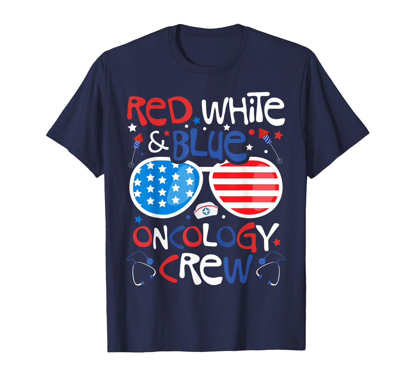 4th of July Red White Blue Oncology Crew Patriotic Nurse T-Shirt
