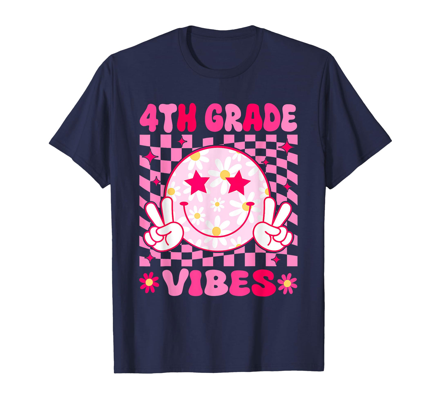 4th Grade Vibes Smile Face Fourth grade Girls Back to School T-Shirt