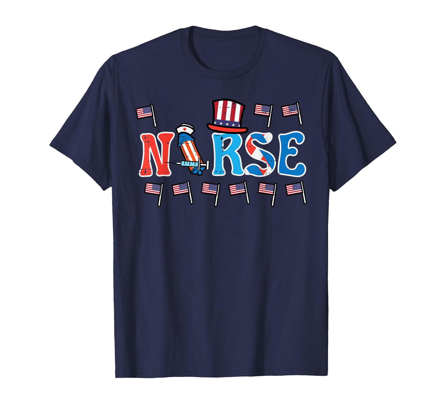4th Of July Nurse US Flags Patriotic Scrub Top Women Men T-Shirt