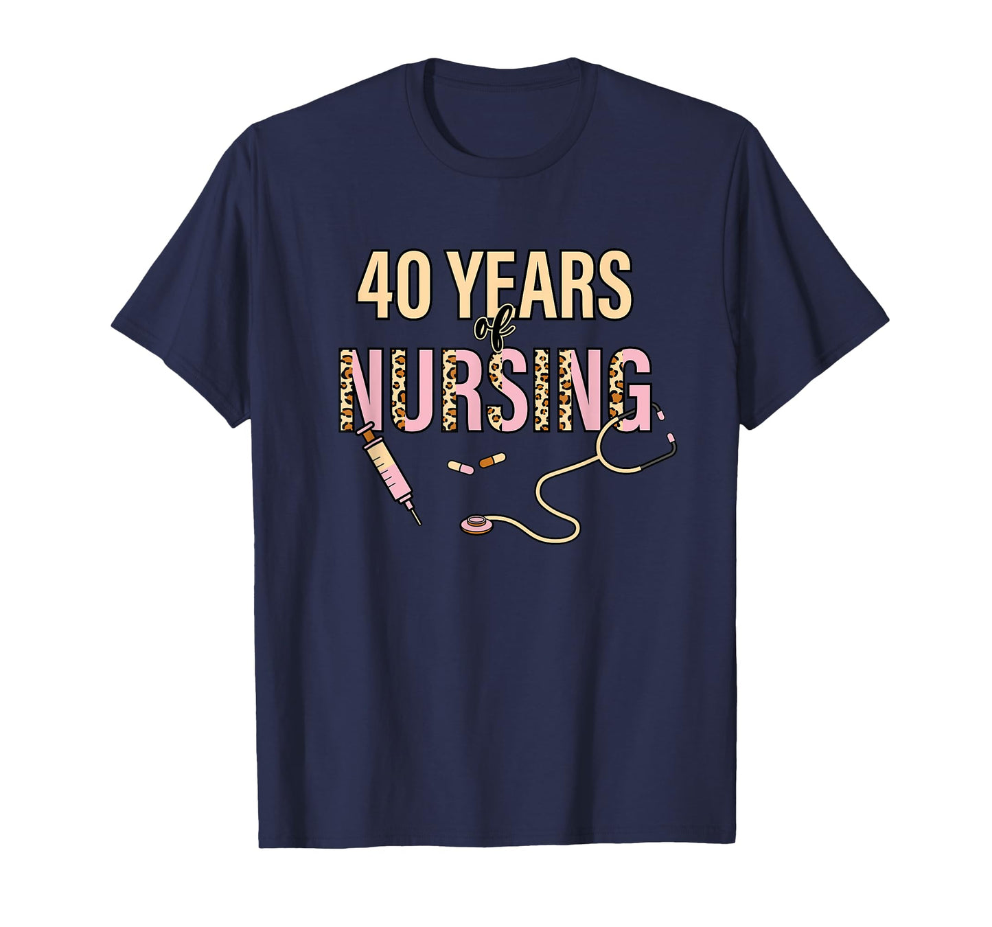 40 Years of Nursing 40th Nurse Anniversary Leopard Print T-Shirt