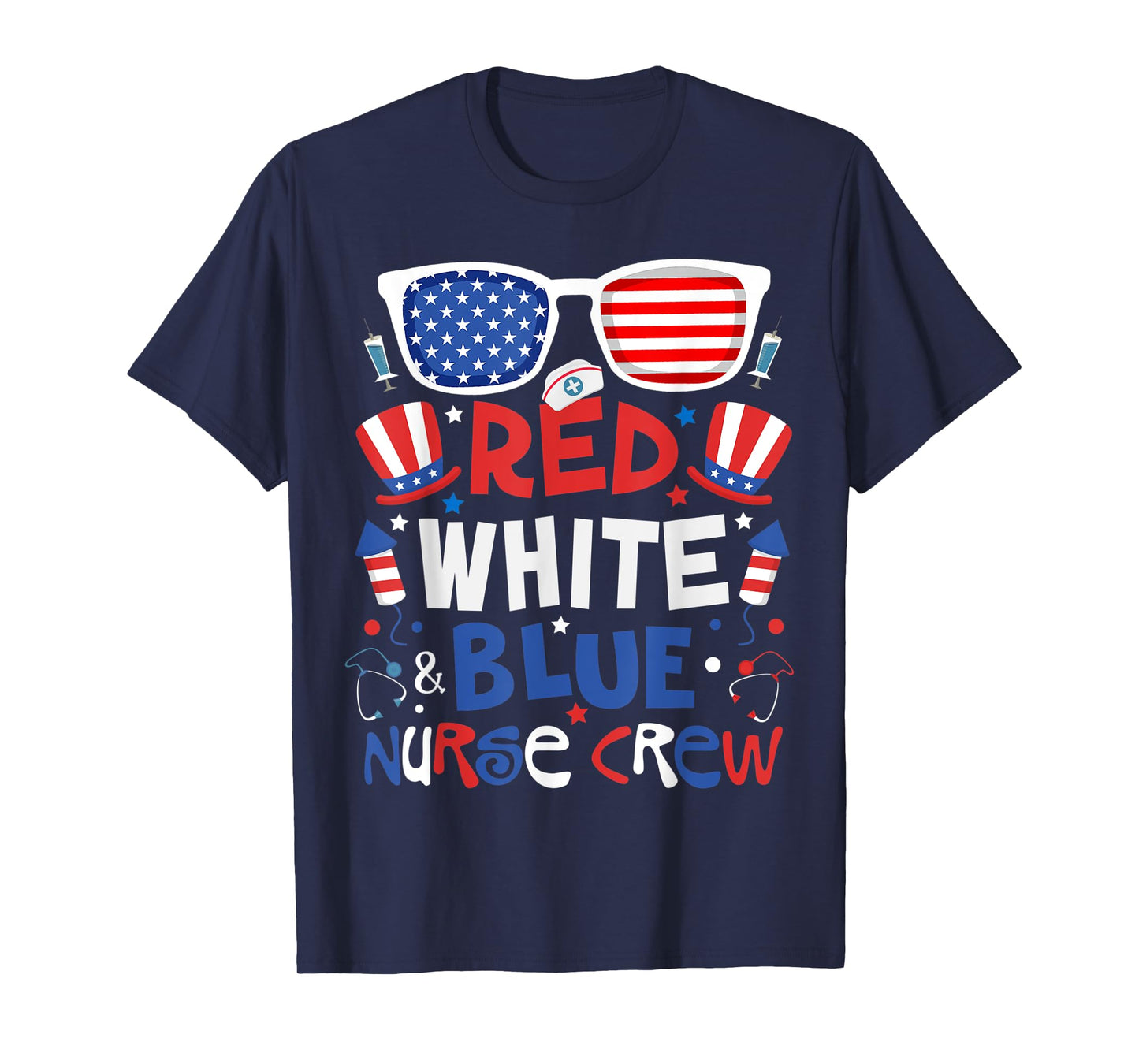 4th Of July Nurse Crew Scrub Tops Patriotic Nurses Matching T-Shirt for Women Kids Men