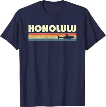 Honolulu Hawaii Vintage Shark Souvenir Mens Womens KIds T-Shirt