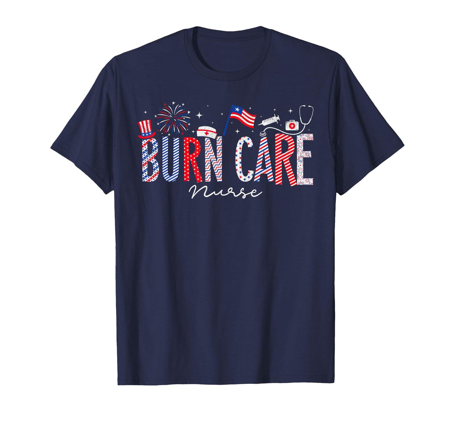 4th Of July Burn Care Nurse Scrub Tops Patriotic Nurses T-Shirt for Women Men