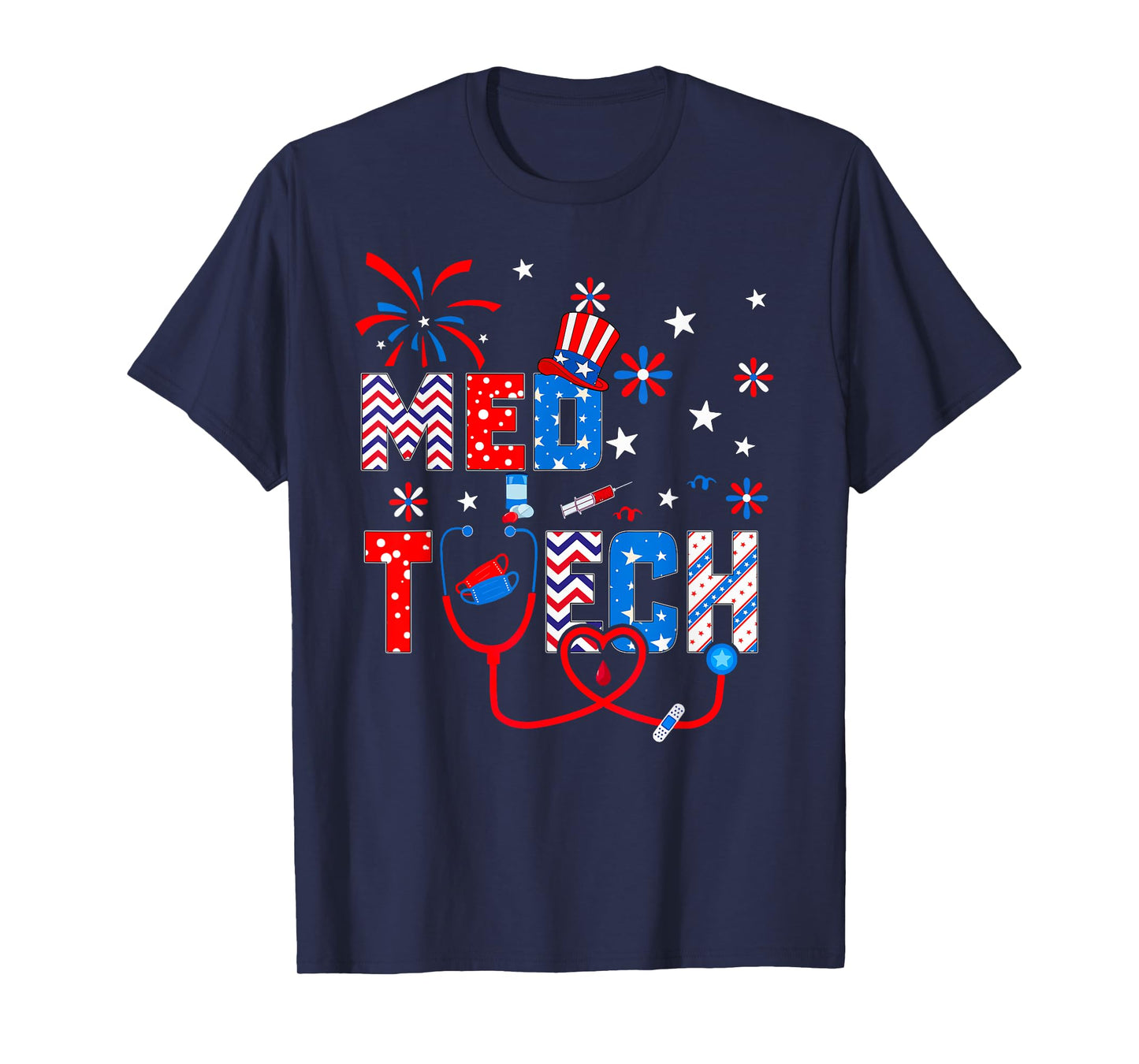 4th Of July Shirt For Women Stethoscope Patriotic Med Tech T-Shirt