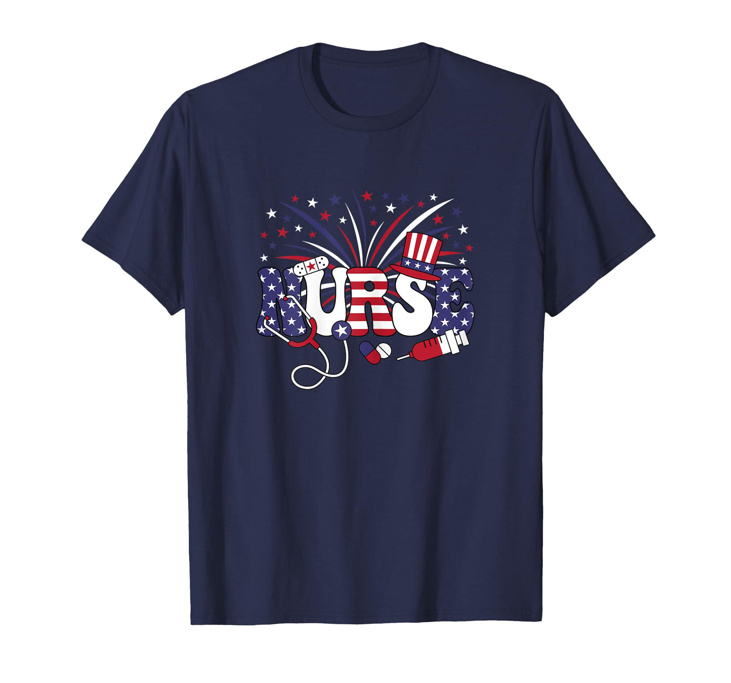 4th Of July Patriotic Nurse American Flag USA Nursing Women T-Shirt