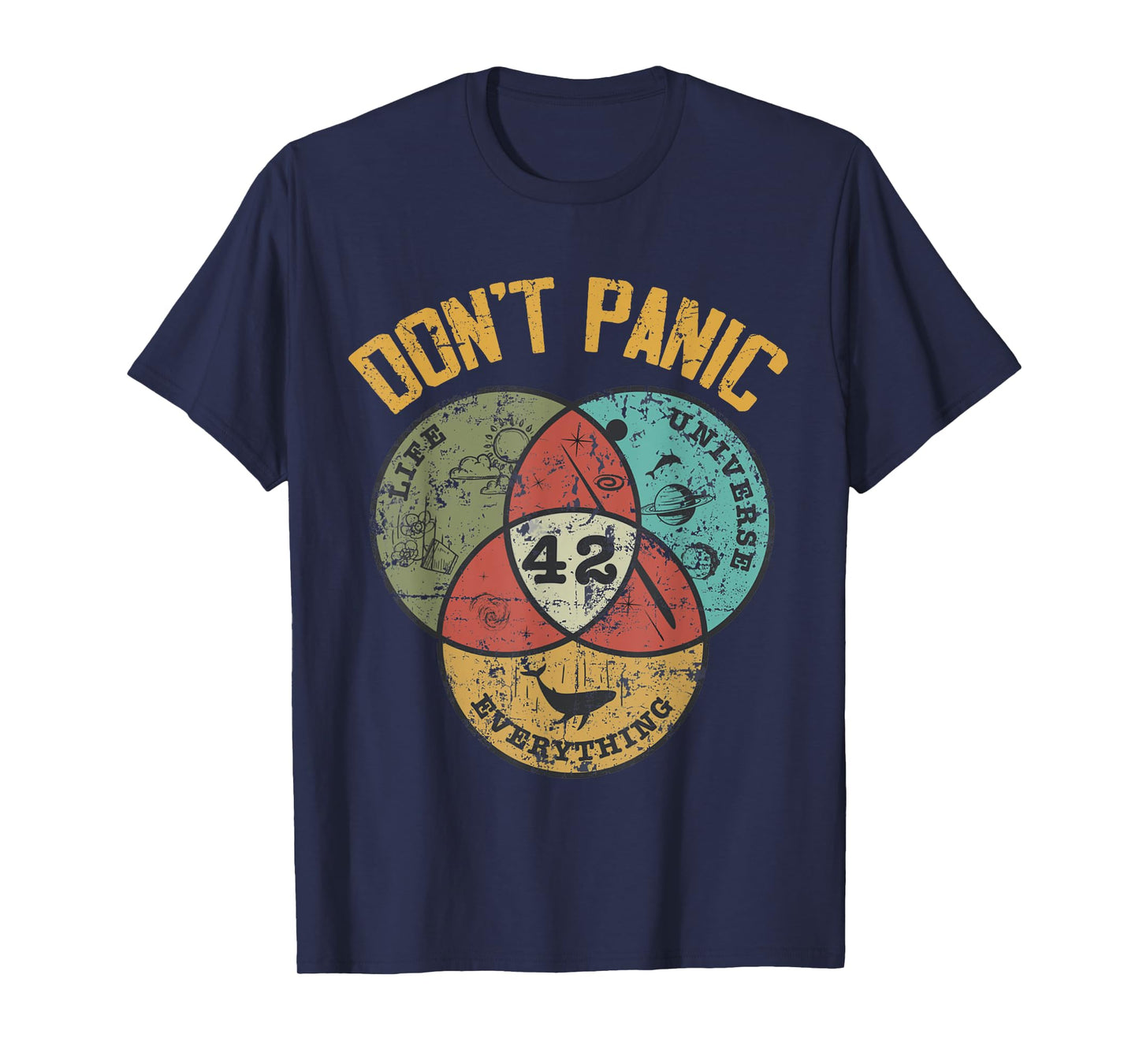 42 Answer to Life The Universe And Everything Don't Panic T-Shirt