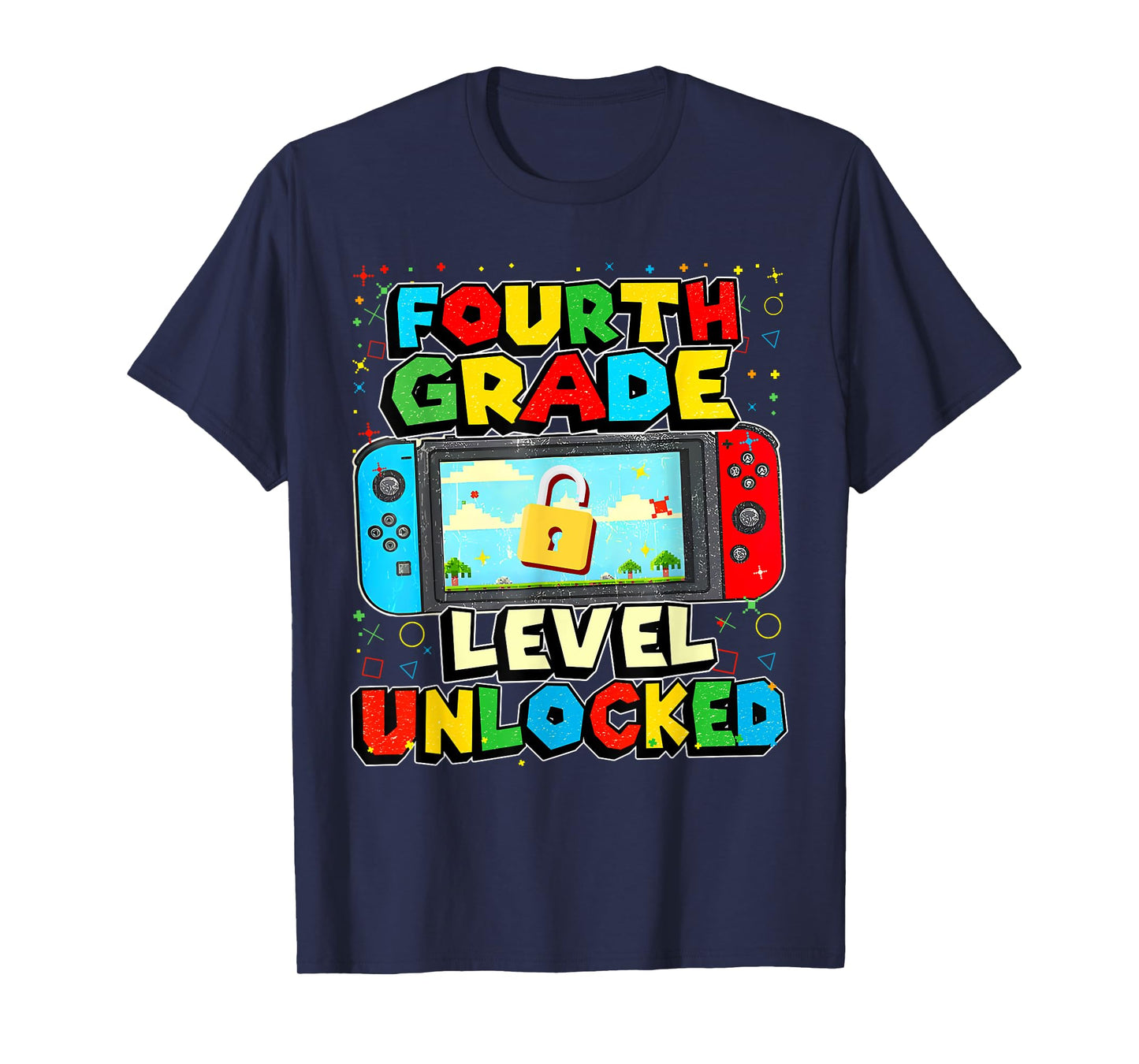 4th Grade Level Unlocked Funny Gamer Boys Back To School T-Shirt