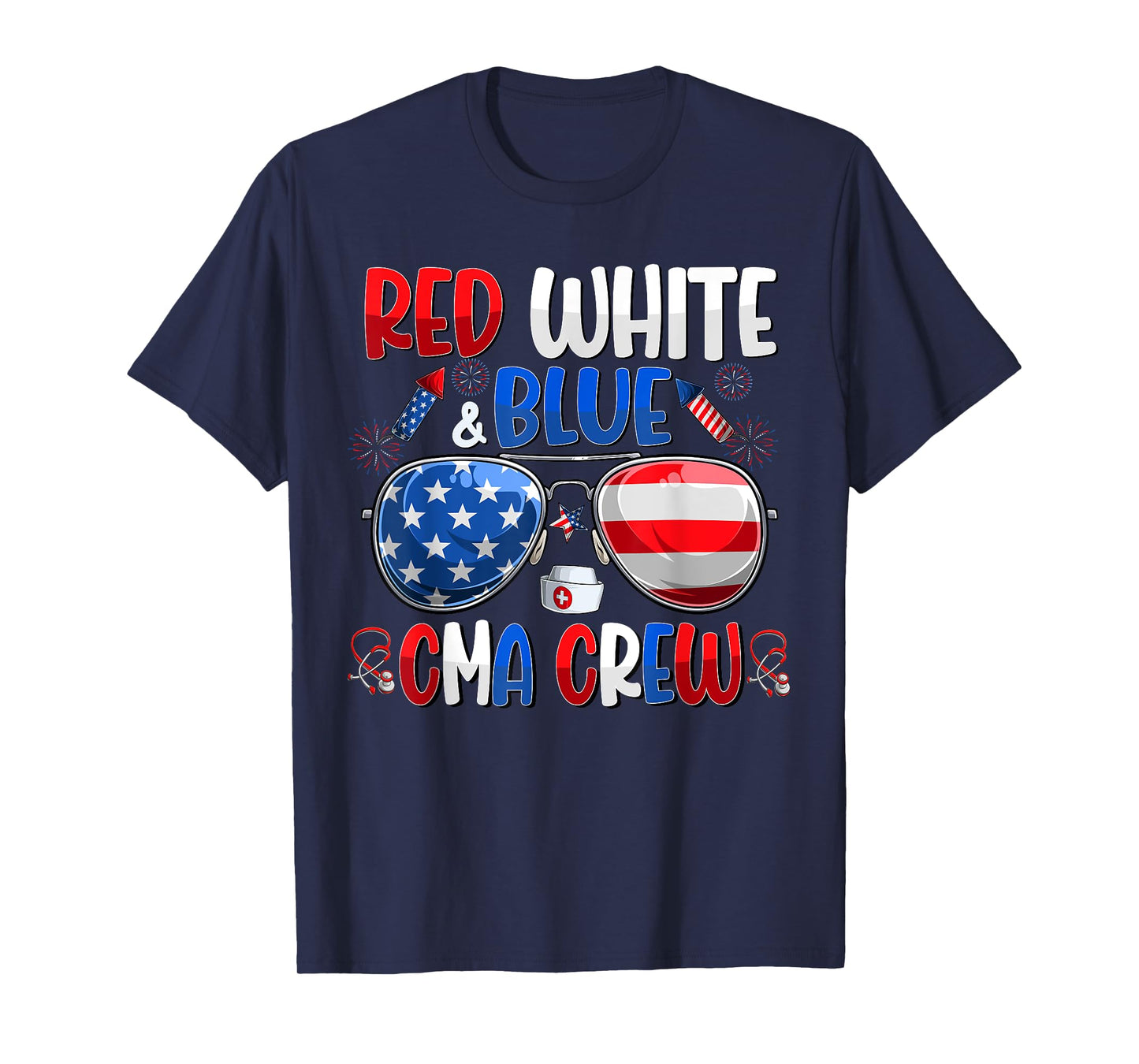 4th Of July CMA Crew Scrub Tops Medical Assistants Matching T-Shirt for Women Men