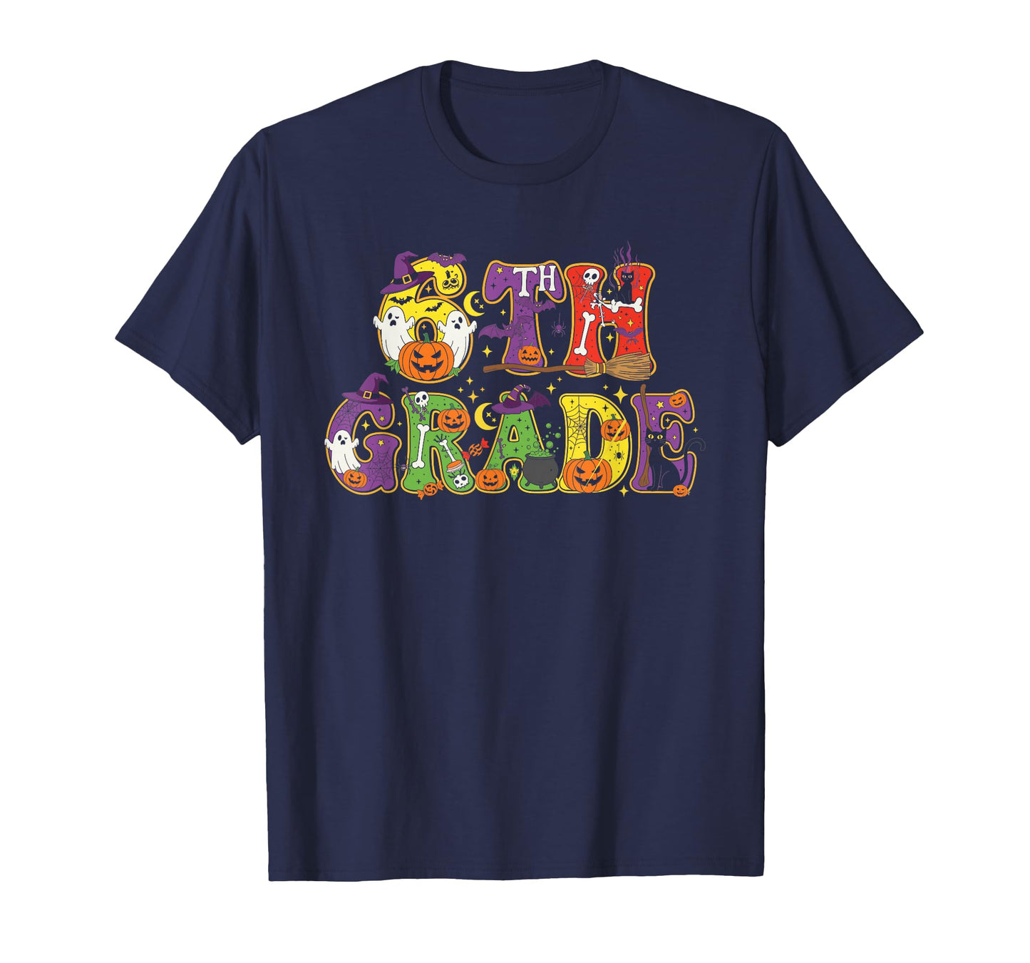5th Grade Pumpkin Ghost Skeleton Halloween Kids Mens Womens T-Shirt