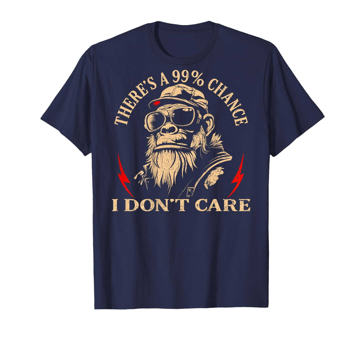 (ON Back) There's A 99% Chance I Don't Care Funny Monkey Men T-Shirt