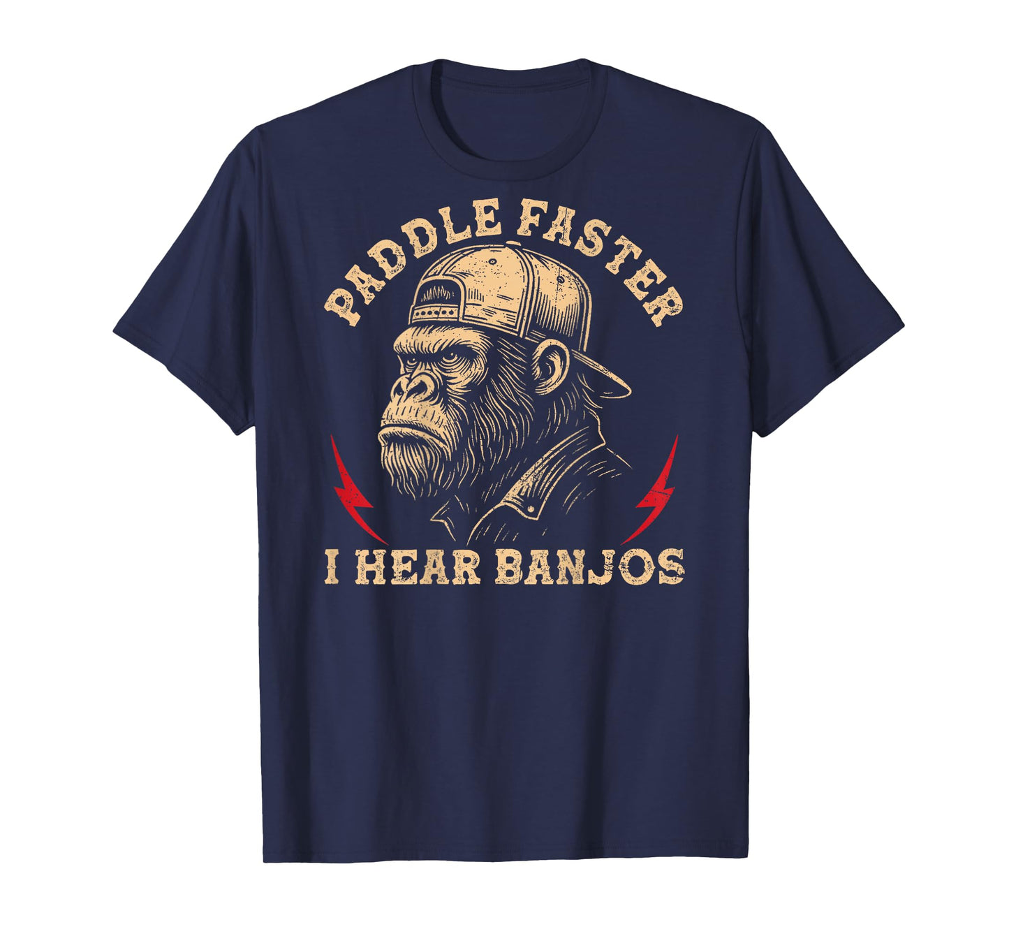 (On Back) Paddle Faster I Hear Banjos Funny Monkey T-Shirt