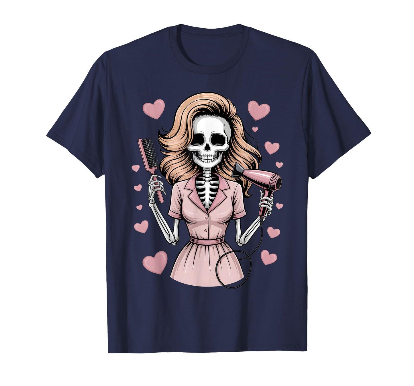 Halloween Gothic Skeleton Hairdresser T-Shirt