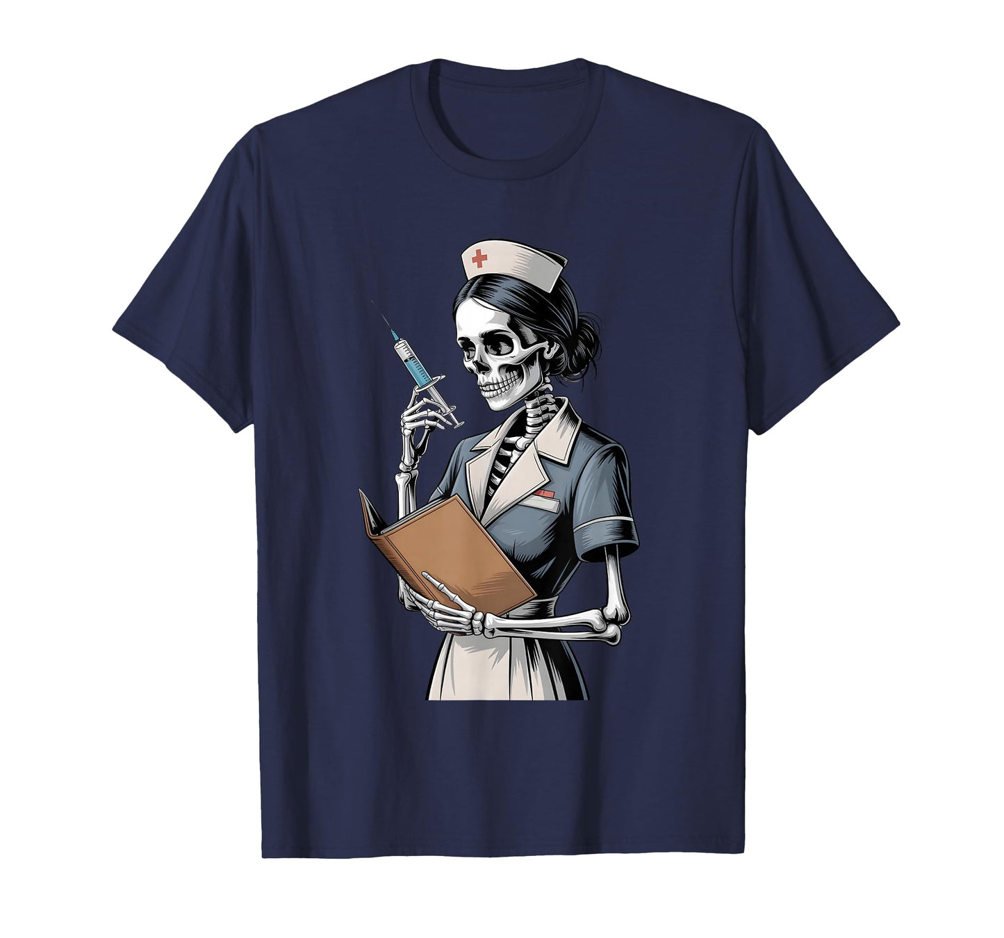 Halloween Gothic Skeleton Nurse with Syringe T-Shirt
