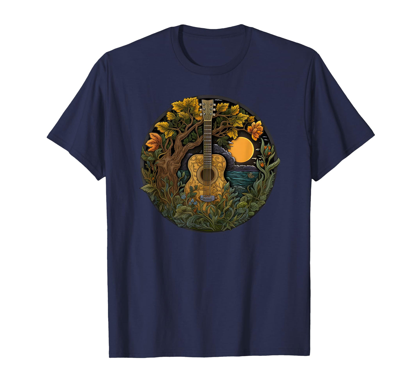 Acoustic Guitar Tree Guitarist Landscape Nature Music Lover T-Shirt