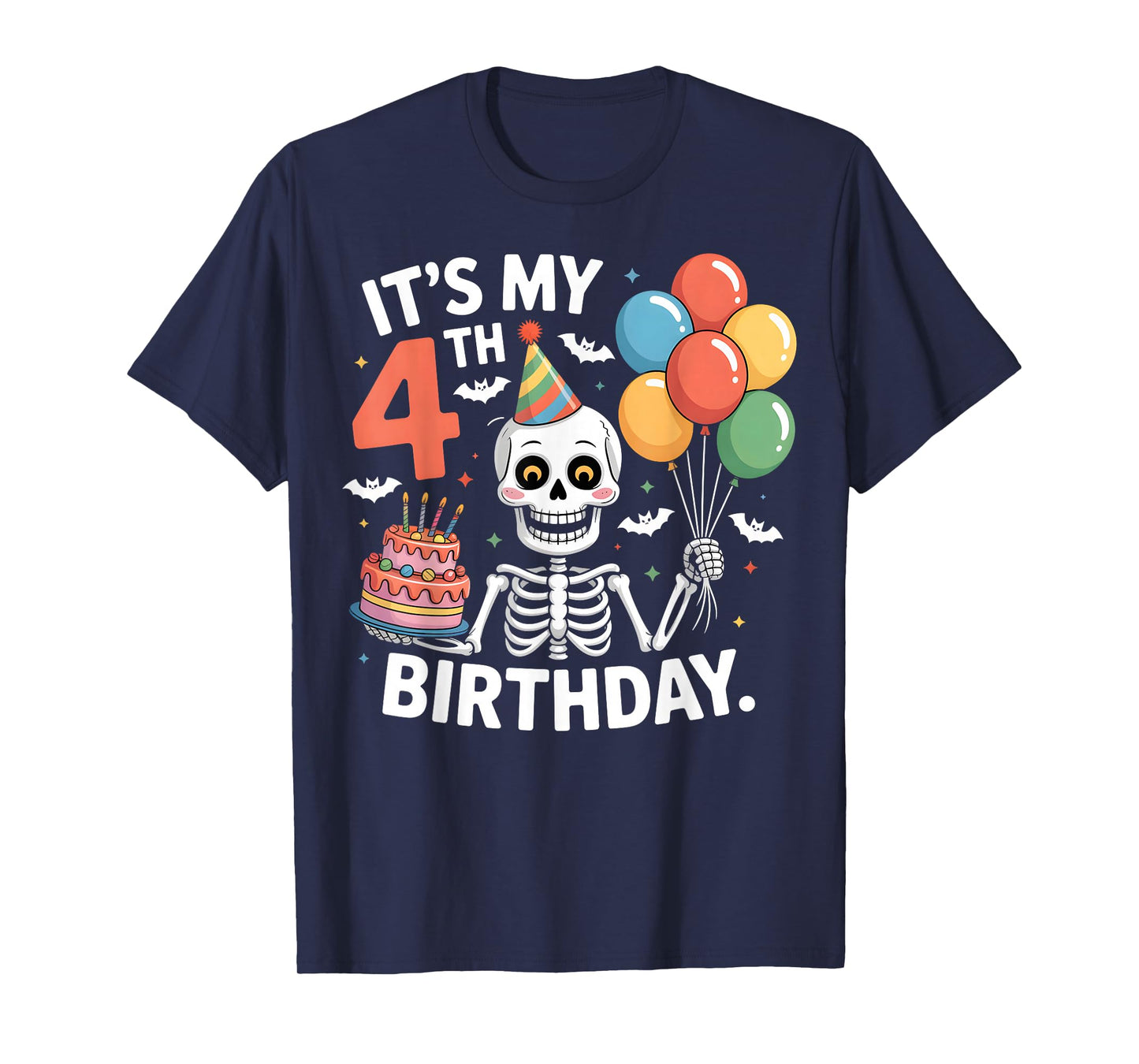 4th Birthday Skeleton Halloween Party for Kids T-Shirt