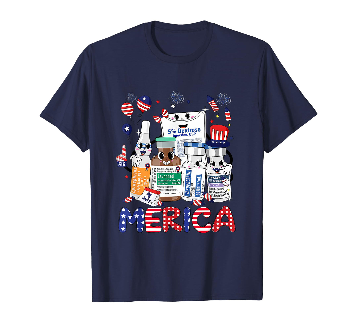 4th of July Red White Icu Nurse Care Er Ed Rn Micu Cvicu Women Men T-Shirt