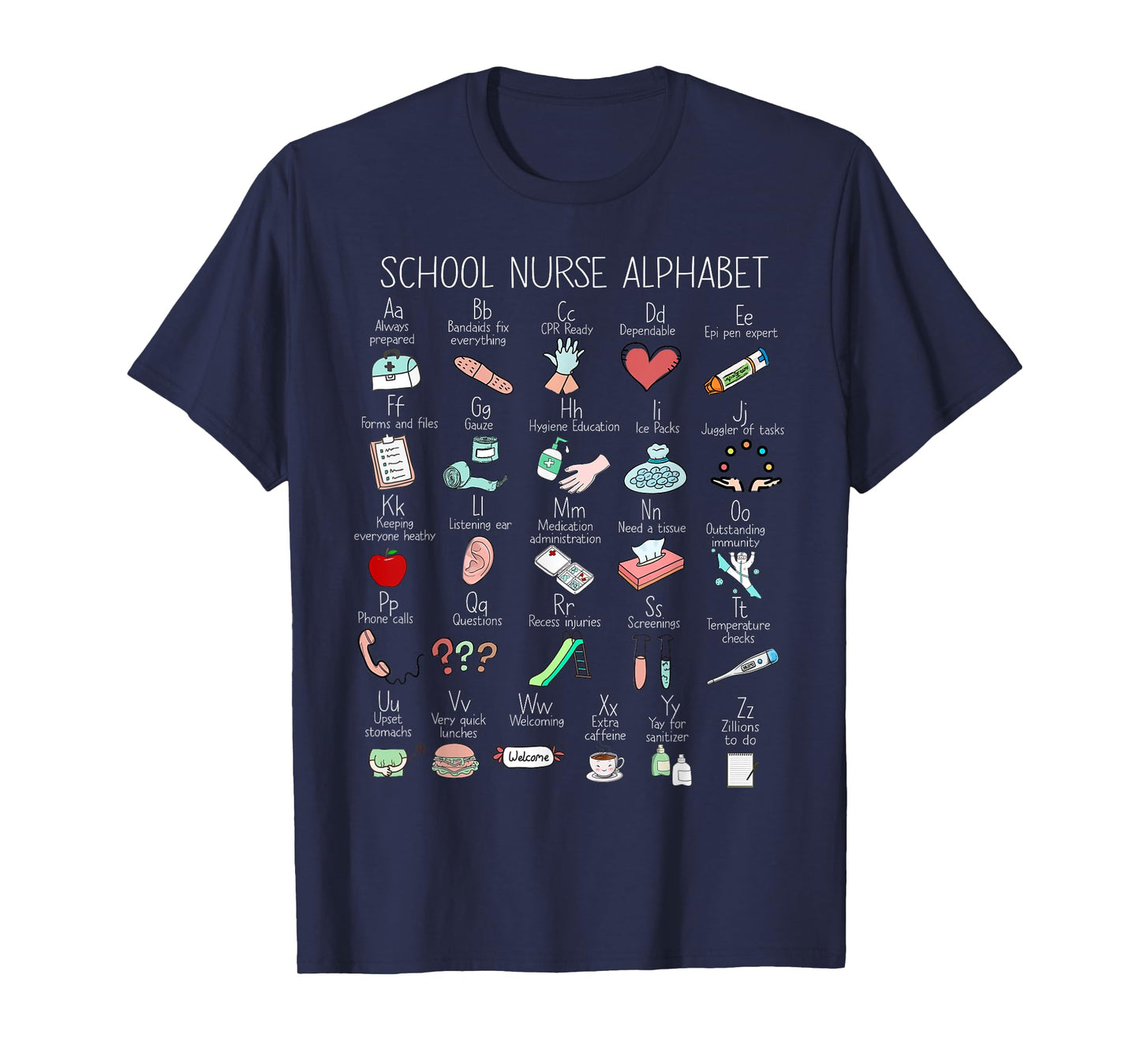 ABC School Nurse Alphabet Nurse Appreciation Nurse Educator T-Shirt