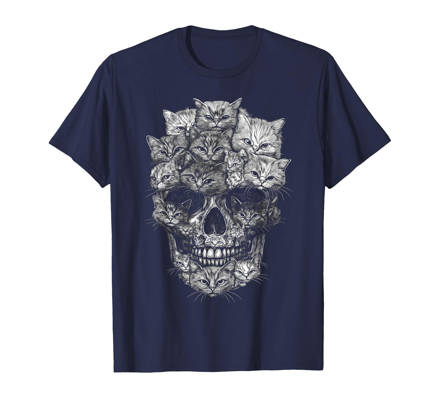 A Skull But It's Cats Kitty Skeleton Halloween Cat Skull T-Shirt