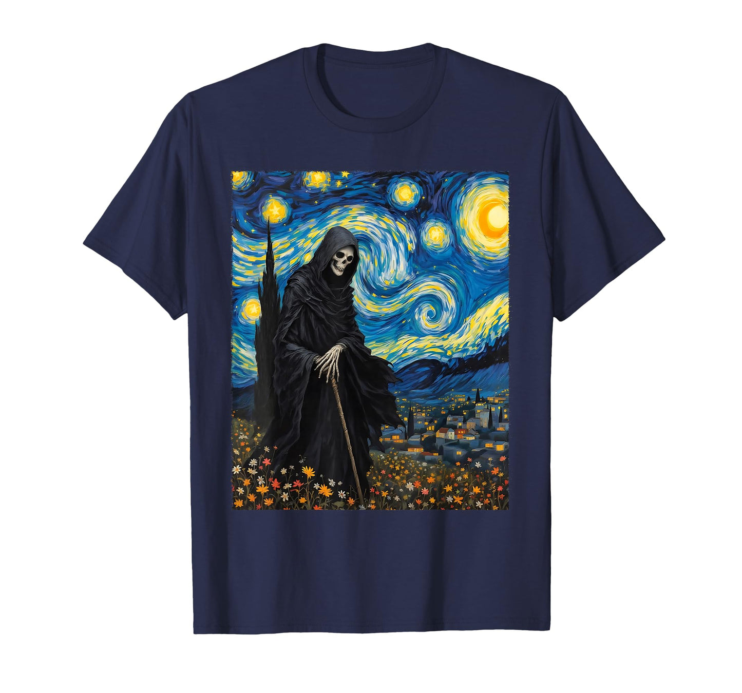 Halloween Grim Reaper Gothic Van Gogh Party Costume T-Shirt