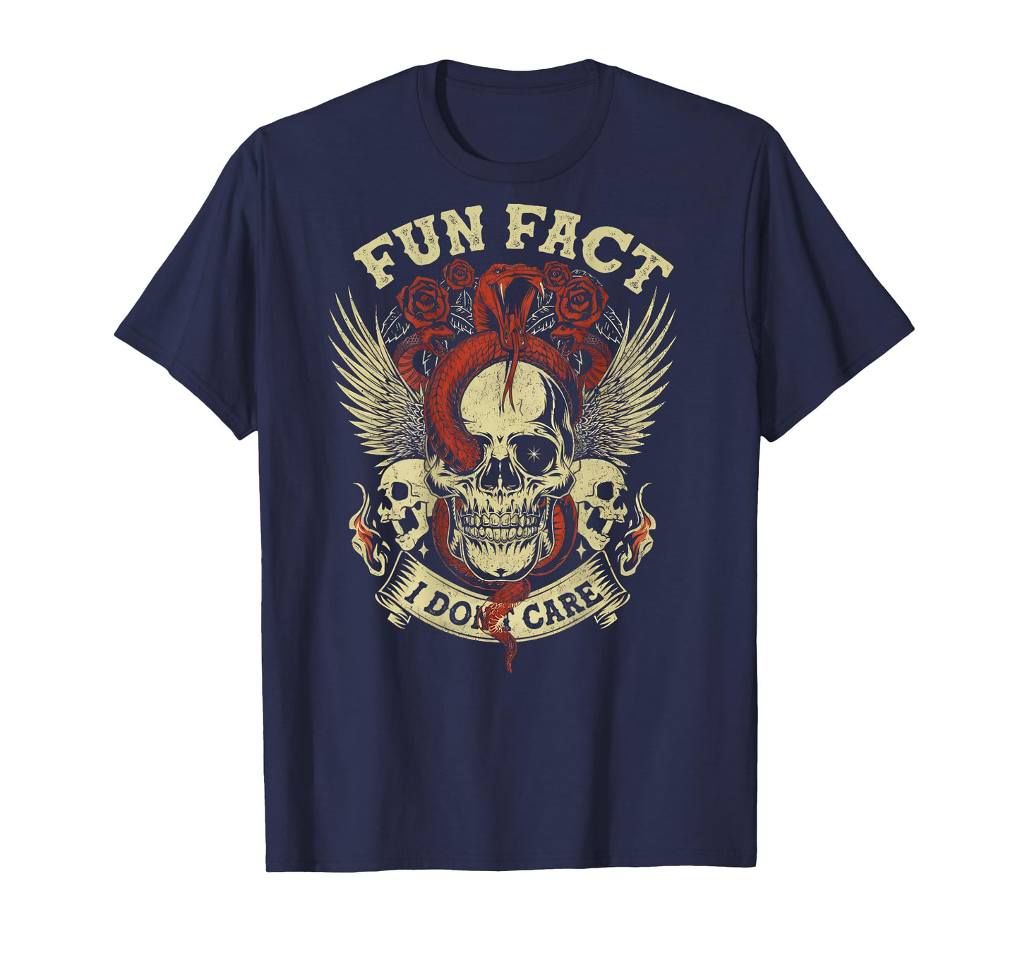 (ON Back) Fun Fact I Don't Care Funny Skeleton Saying Quote T-Shirt