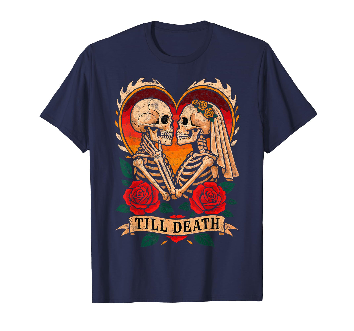 'Til Death Couple Skeletons Tee American Traditional Tattoo T-Shirt