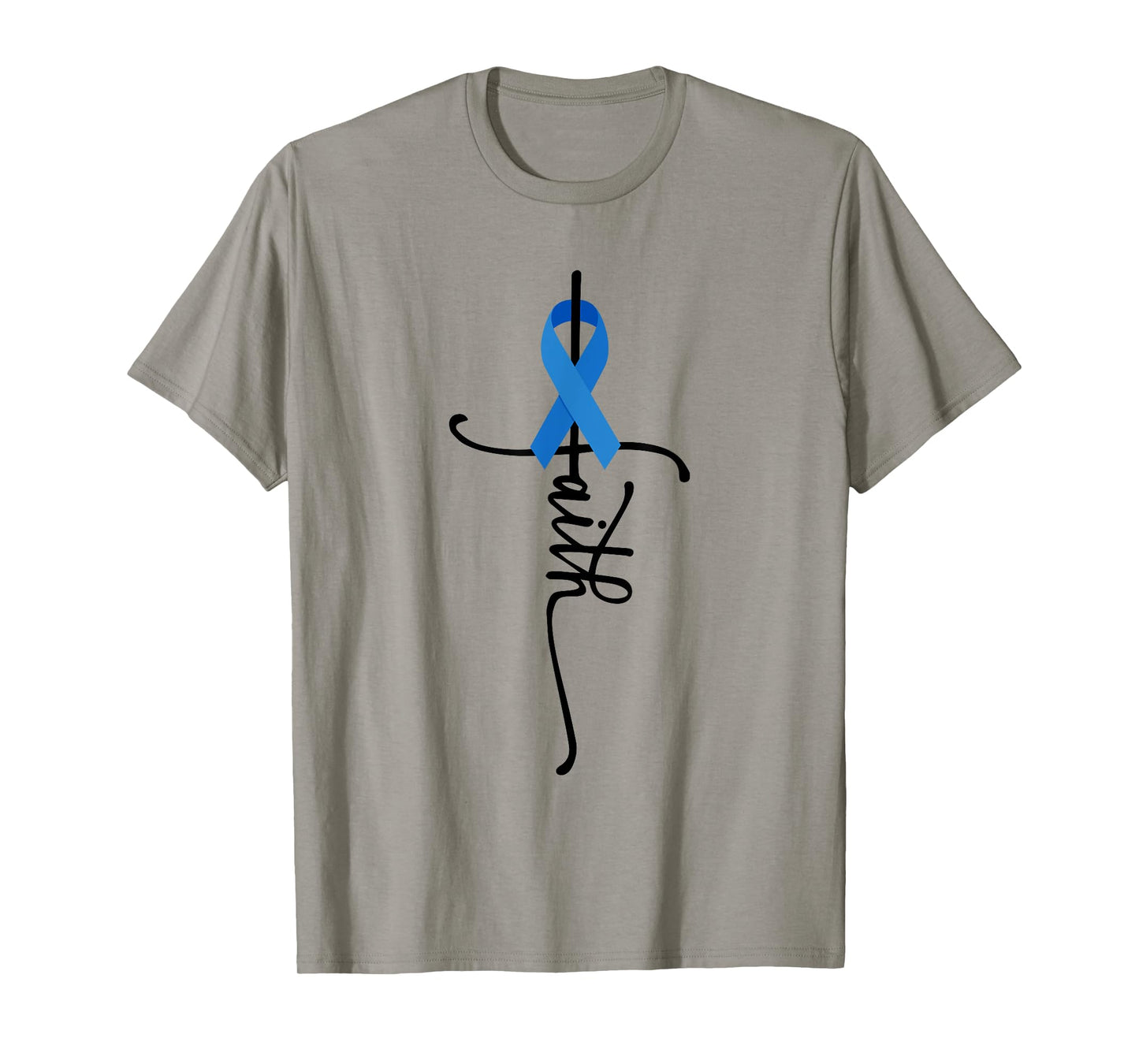 Colon Cancer Awareness Colon Cancer Faith T-Shirt - Grey, Unisex, Short Sleeve, Small