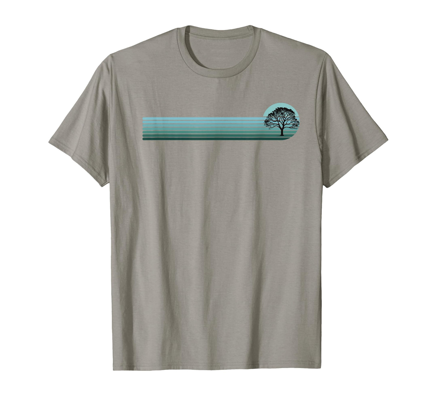 Tree Retro Sunset Stripe Vintage Nature Forest T-Shirt