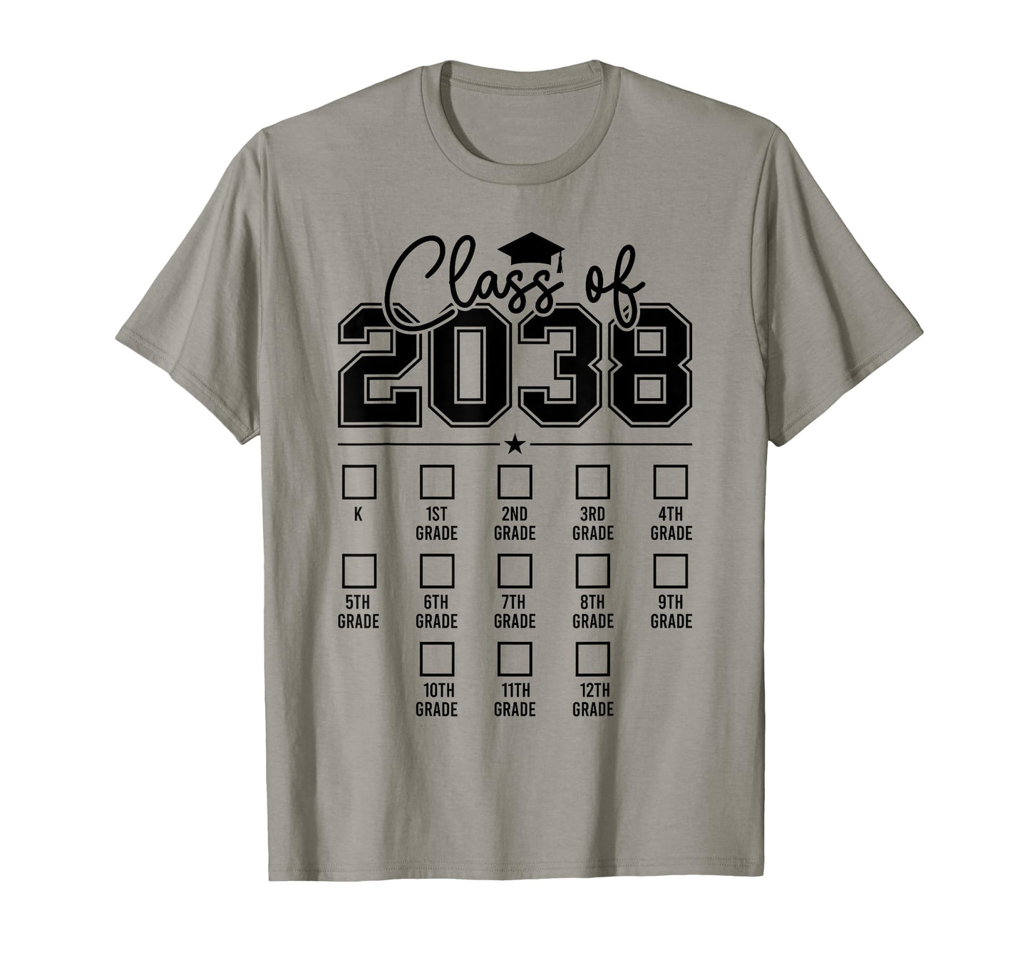Class of 2038 Grow With Me Funny Kindergarten Back To School T-Shirt