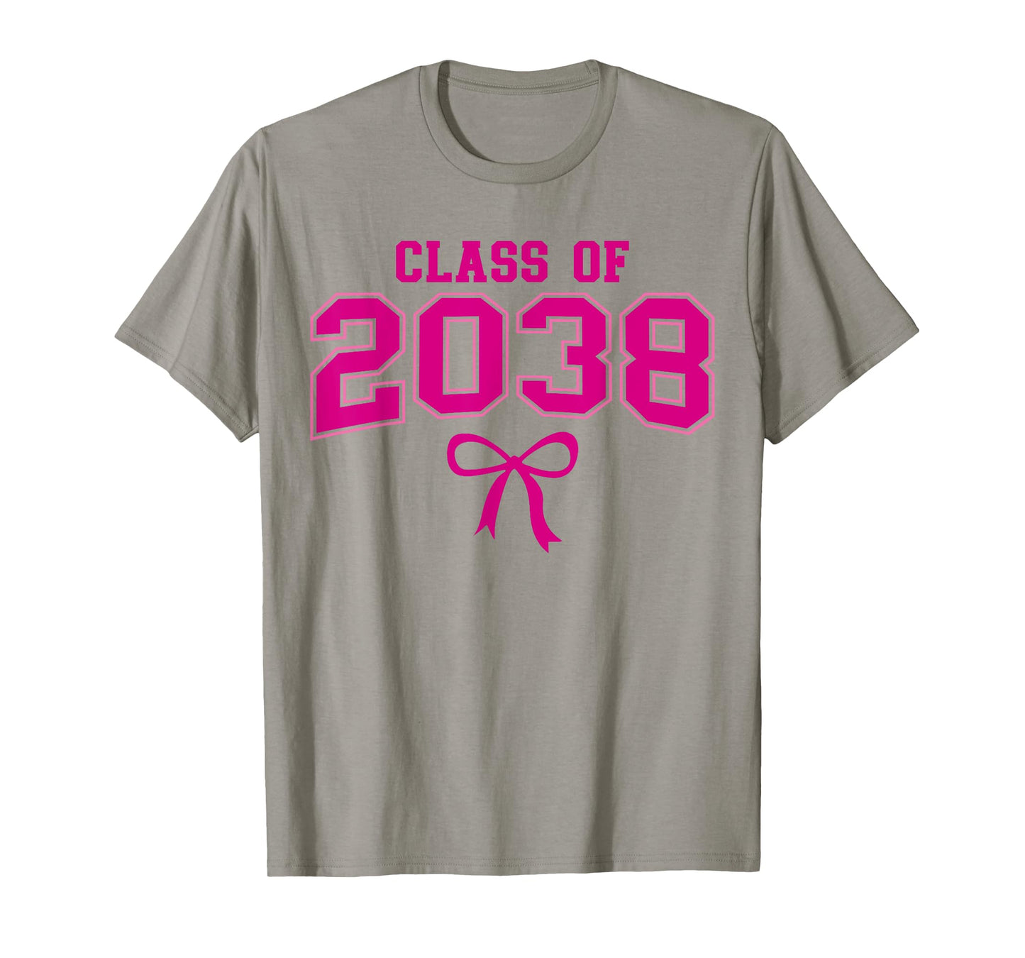 Class of 2038 Grow With Me Kindergarten Pink Coquette Bow T-Shirt