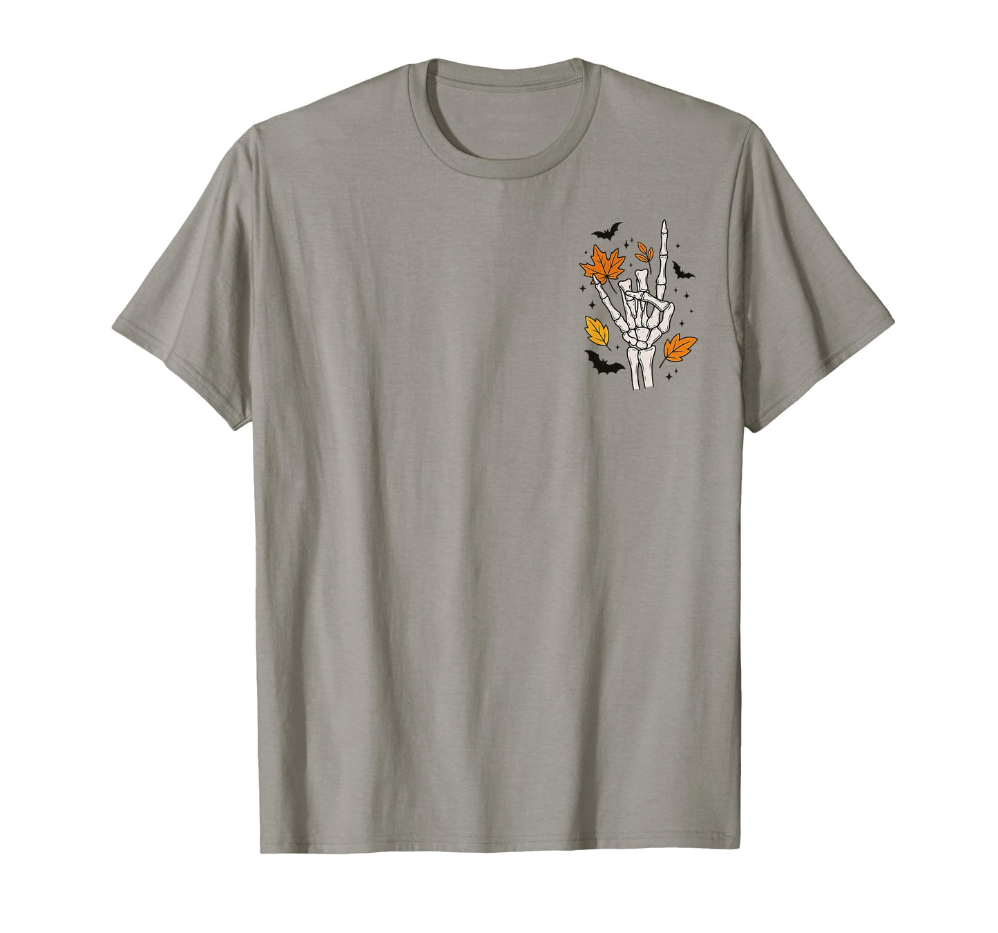 (2 Sided) Skeleton Fall Breeze Autumn Leaves T-Shirt