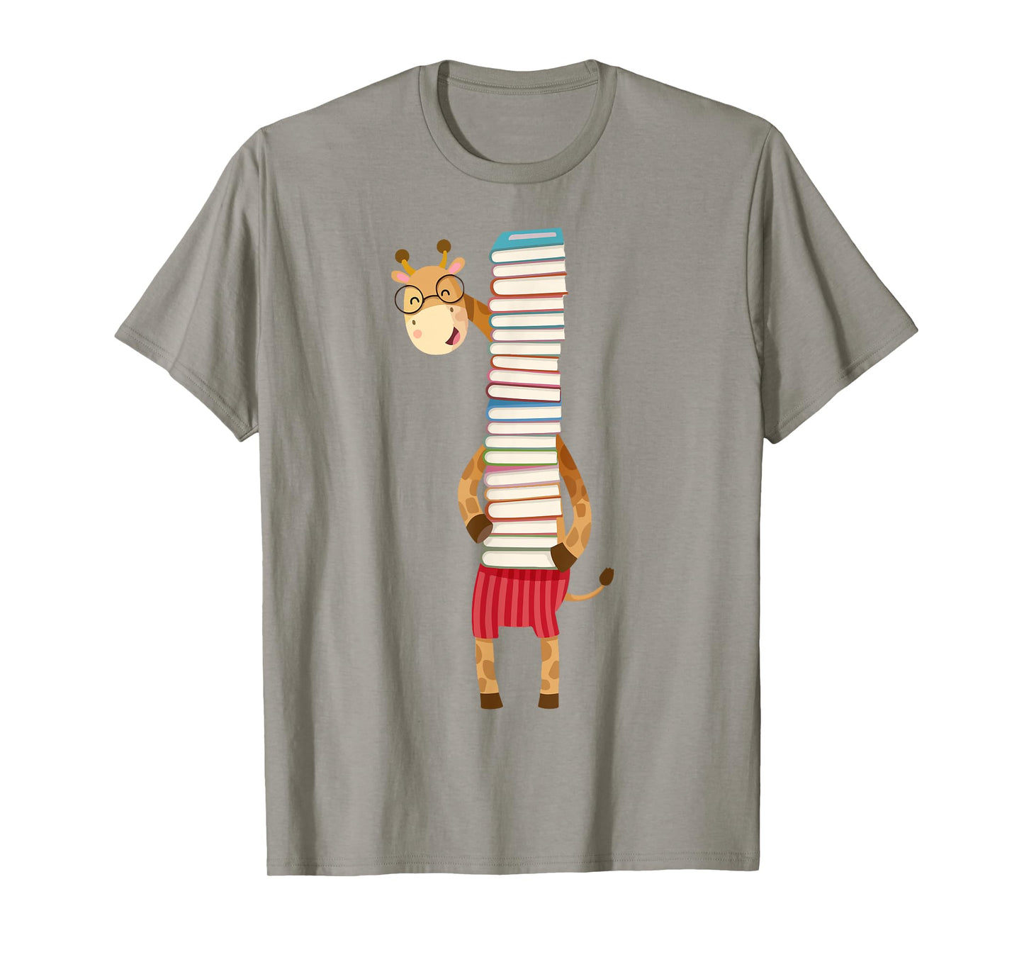 Teacher Reading Giraffe Holding Book Character Kid Boy Women T-Shirt