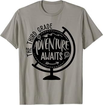 Adventure Awaits 3rd Grade Funny Back To School Third Grade T-Shirt