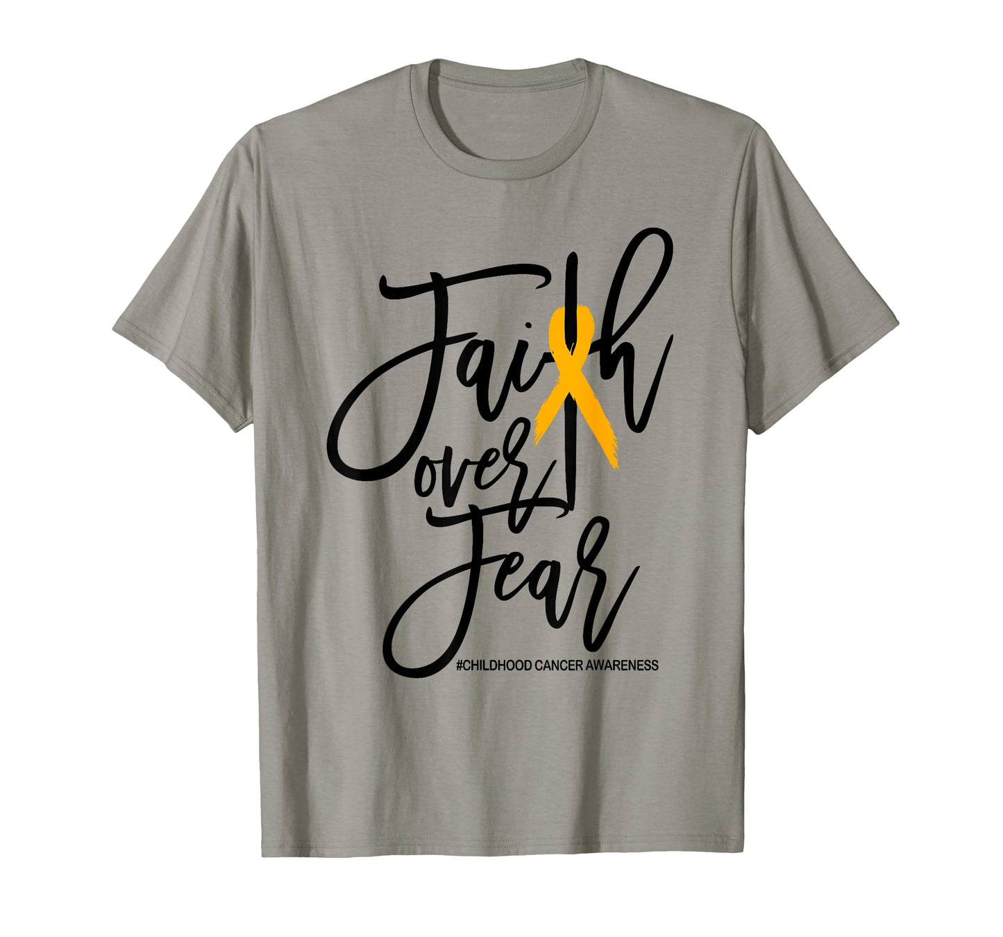 Faith Over Fear Childhood Cancer Awareness Gold Ribbon Kids T-Shirt