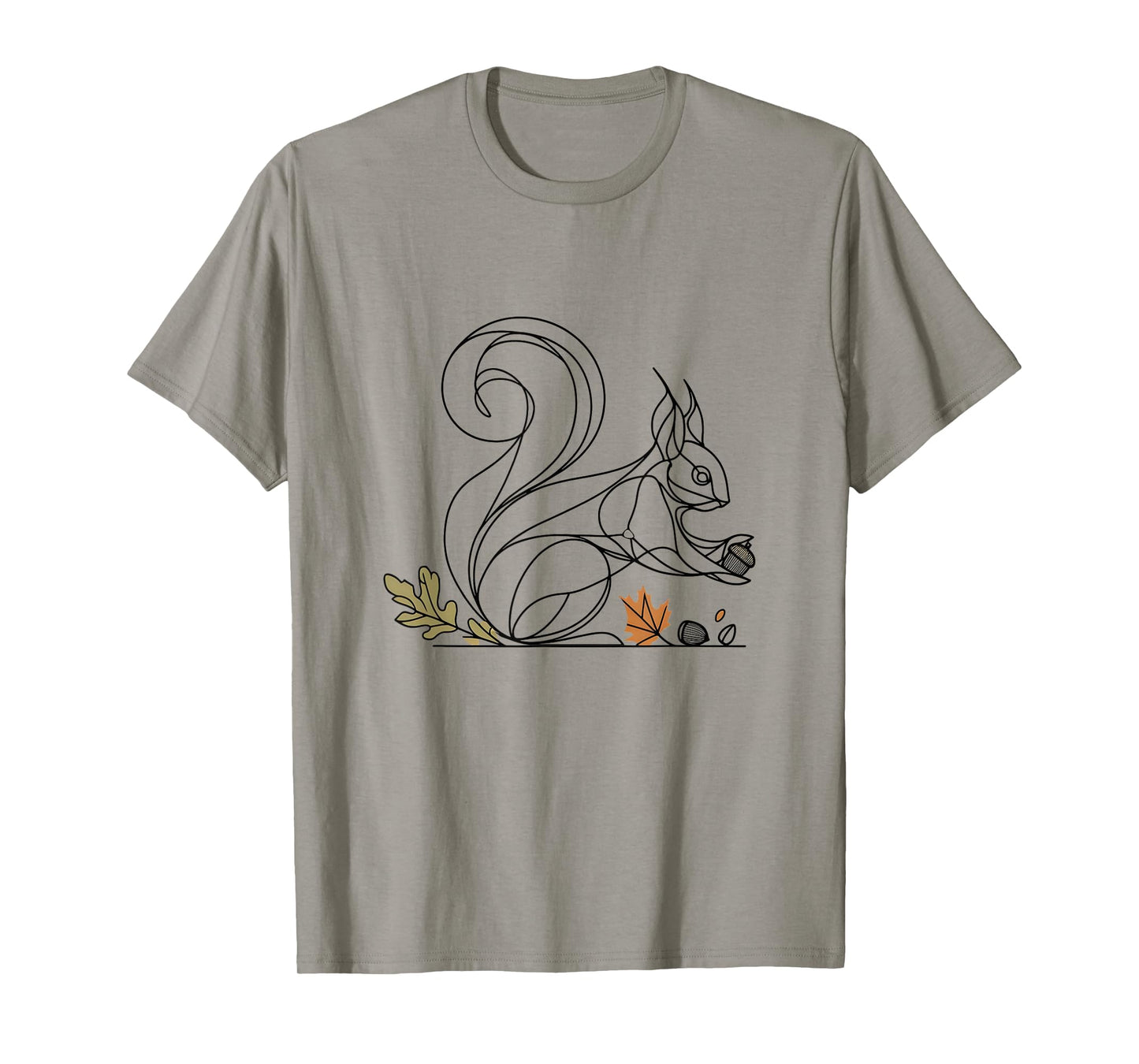 BioGeometry Autumn Squirrel Line with Acorns and Leaves T-Shirt