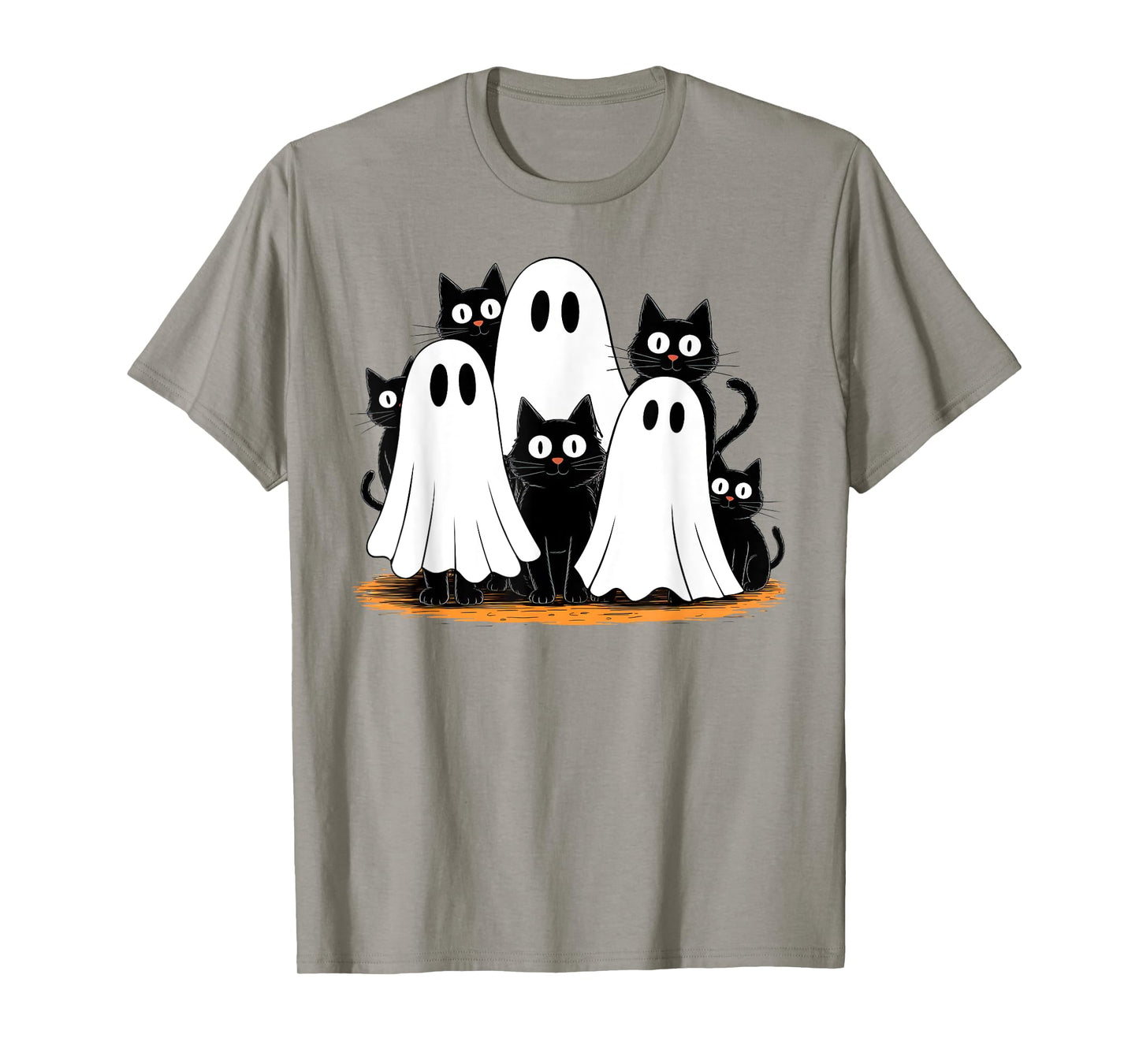 Cute Ghost Black Cat Halloween Costume Men Women Spooky Cat T-Shirt
