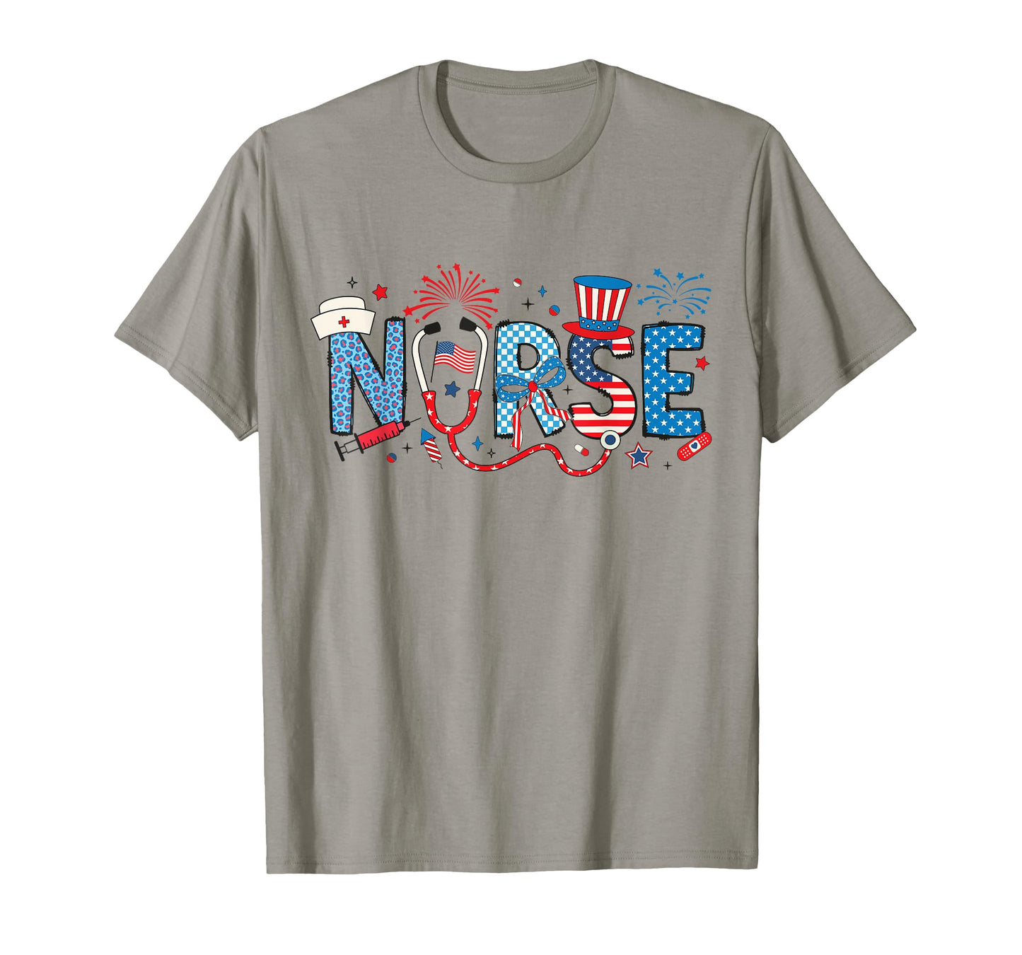 USA Flag Stethoscope American RN Nurse Women 4th Of July T-Shirt