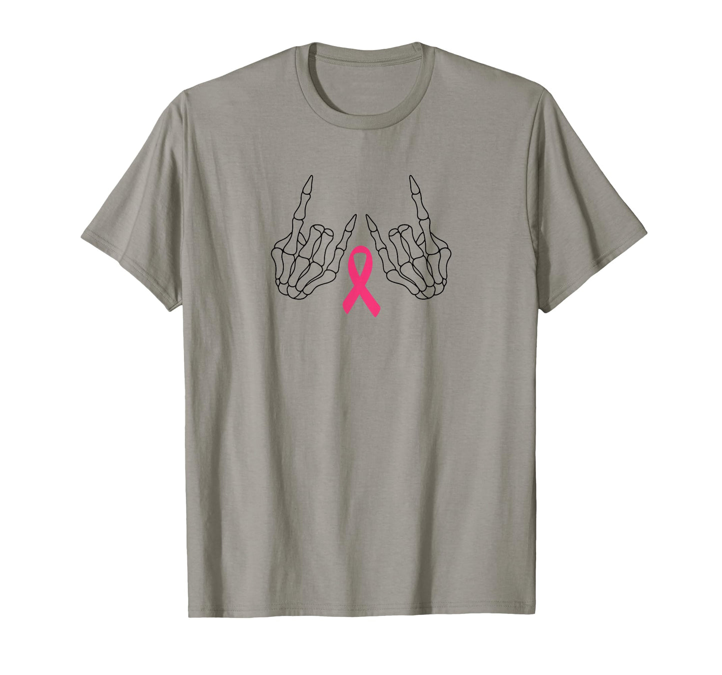 Skeleton Hand Breast Cancer Awareness Cool Pink Ribbon T-Shirt