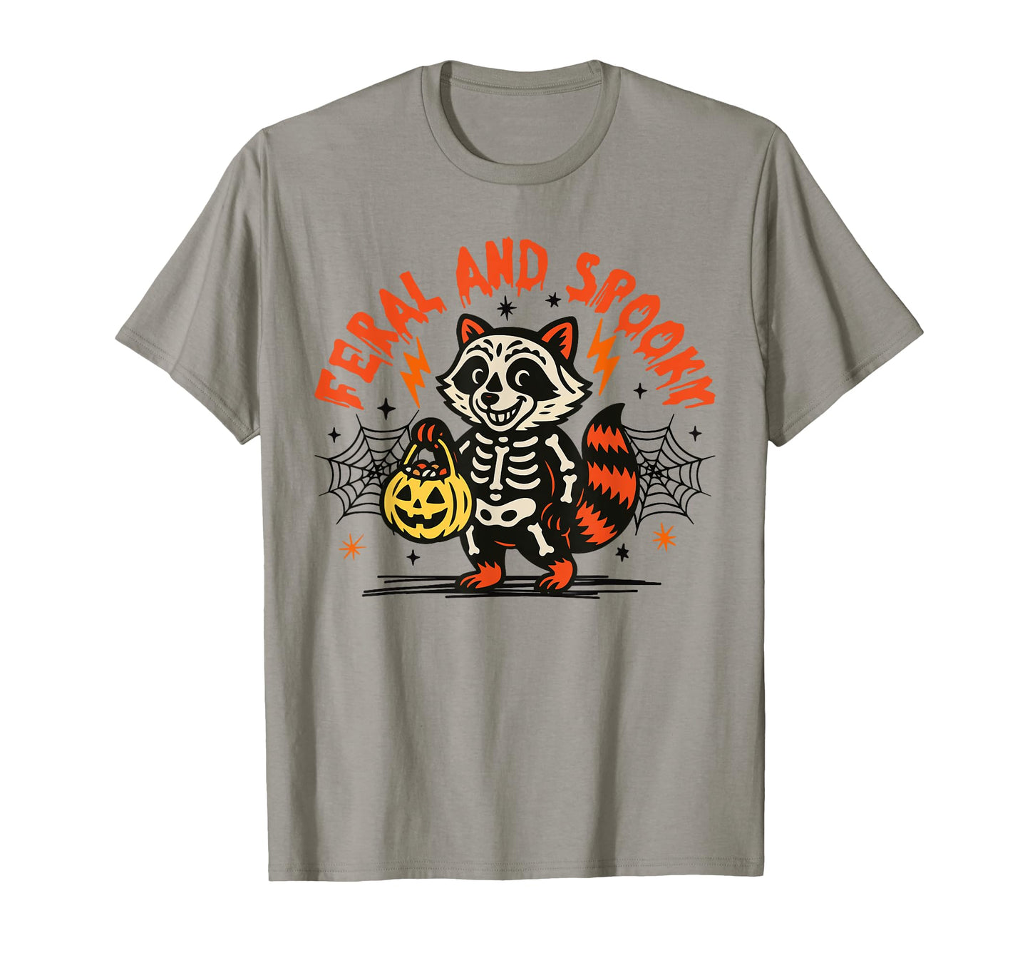 Feral and Spooky Funny Halloween Creepy Raccoon Skull T-Shirt