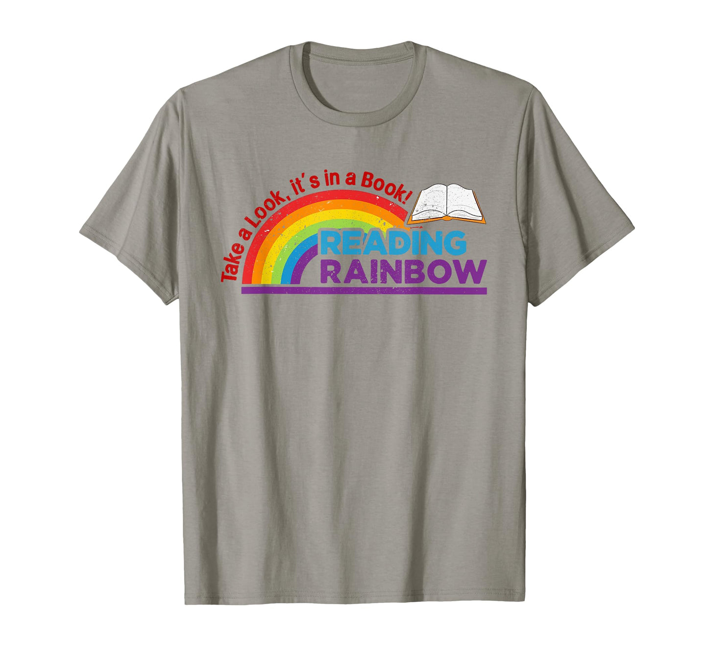 vintage retro rainbow take a look it's in a book reading art T-Shirt