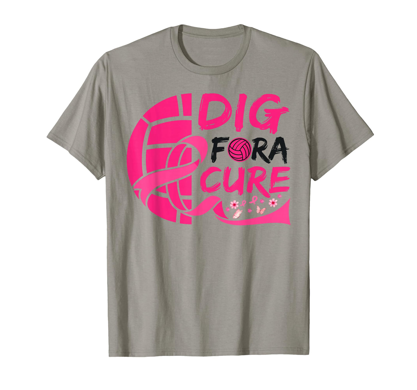 Dig For Cure Ribbon Volleyball Breast Cancer Awareness Pink T-Shirt