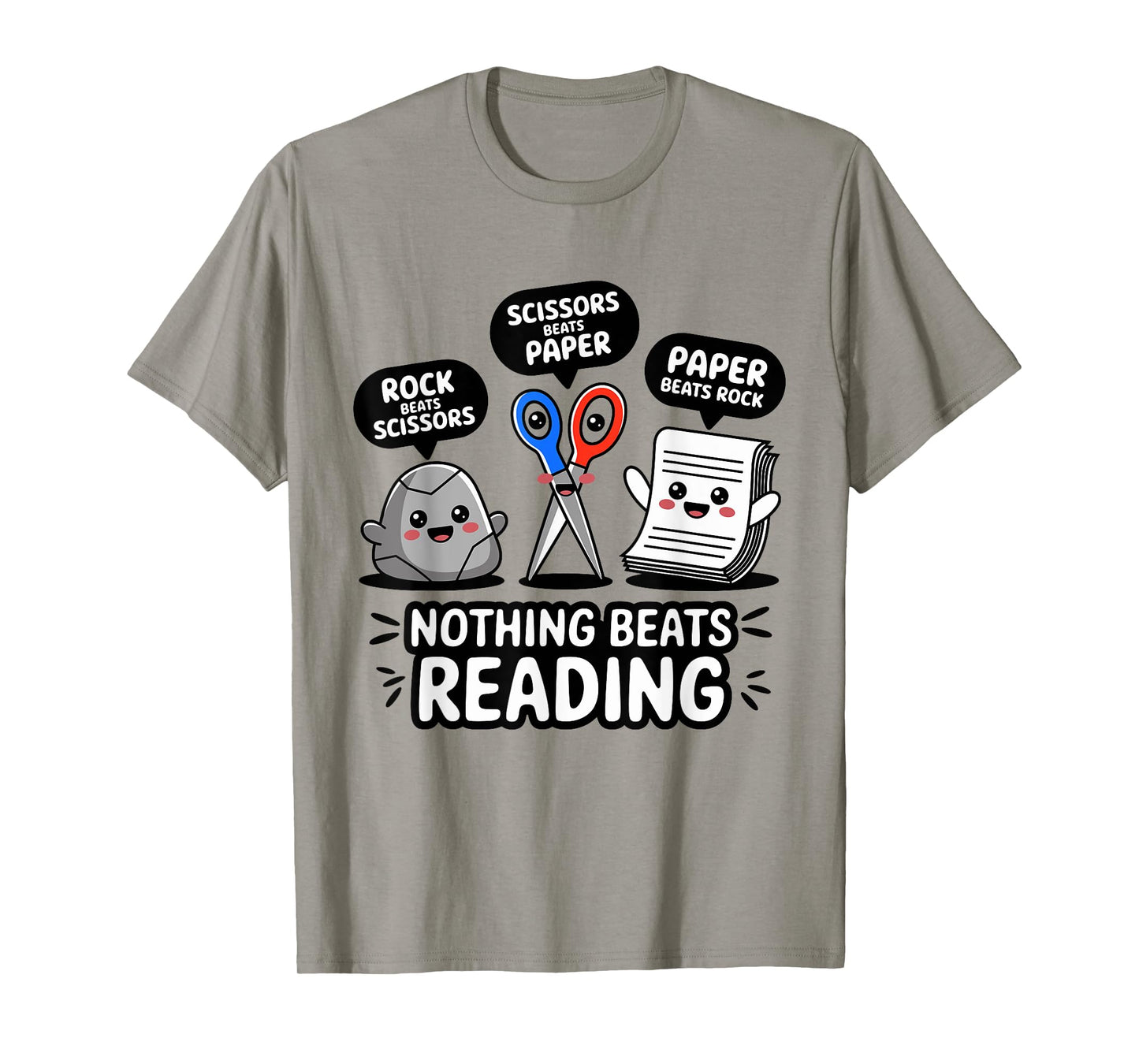 Nothing Beats Reading Rock Paper Scissors Funny Book Lover T-Shirt