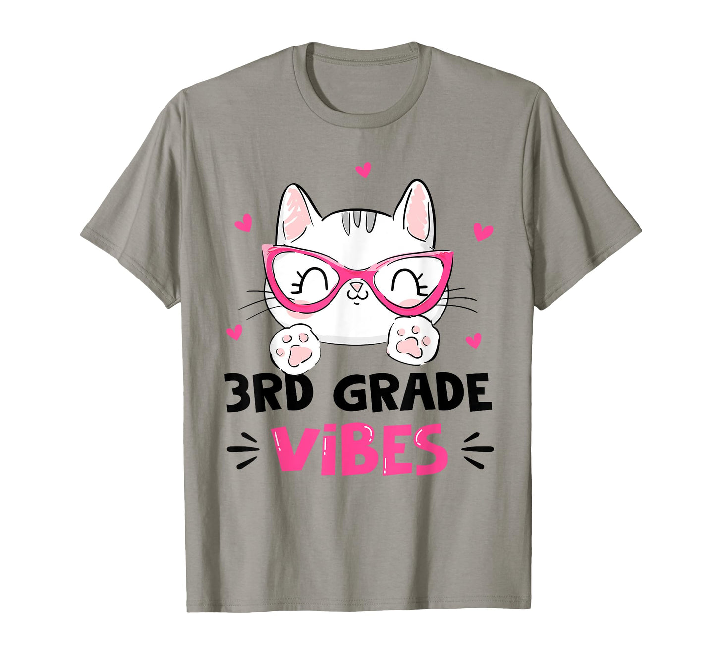 Third 3rd Grade Vibes Back to School Cute Cat Cute For Girls T-Shirt