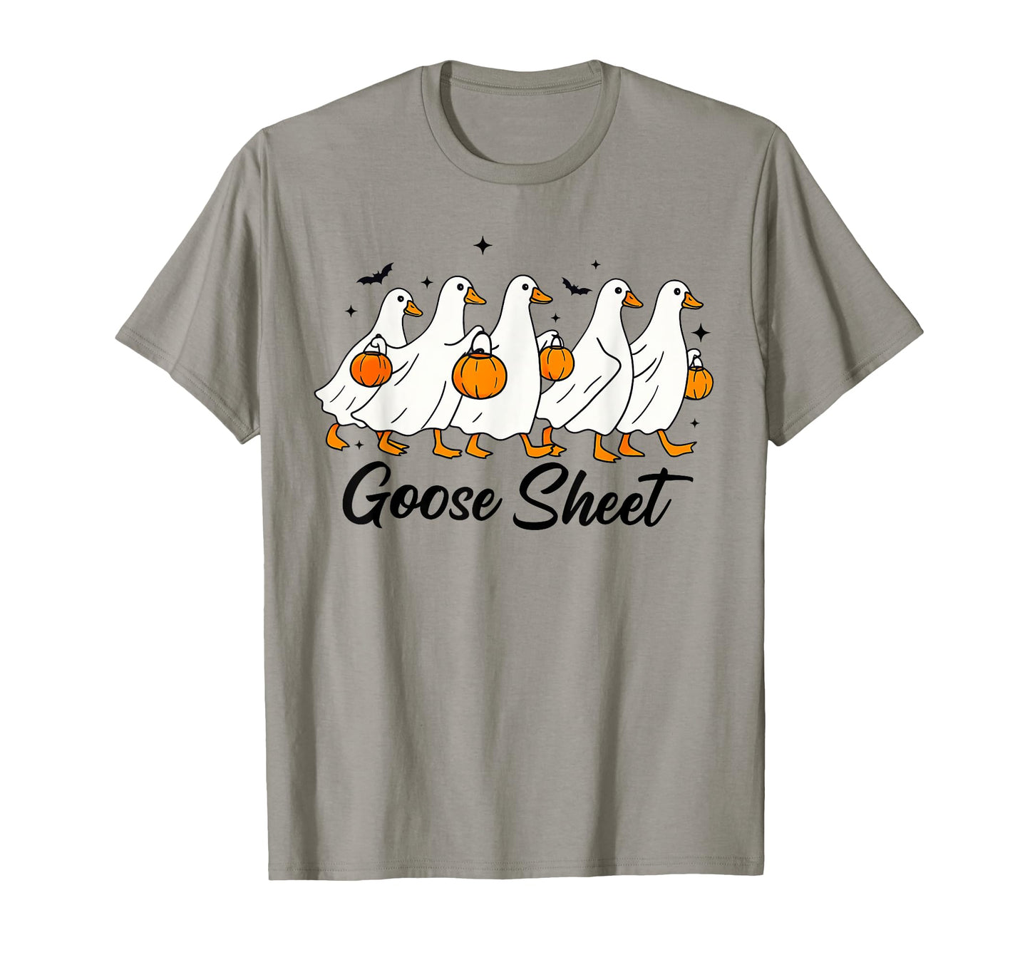 Fun Goose Sheet Ghost Pumpkin Autumn Halloween Spooky Season T-Shirt