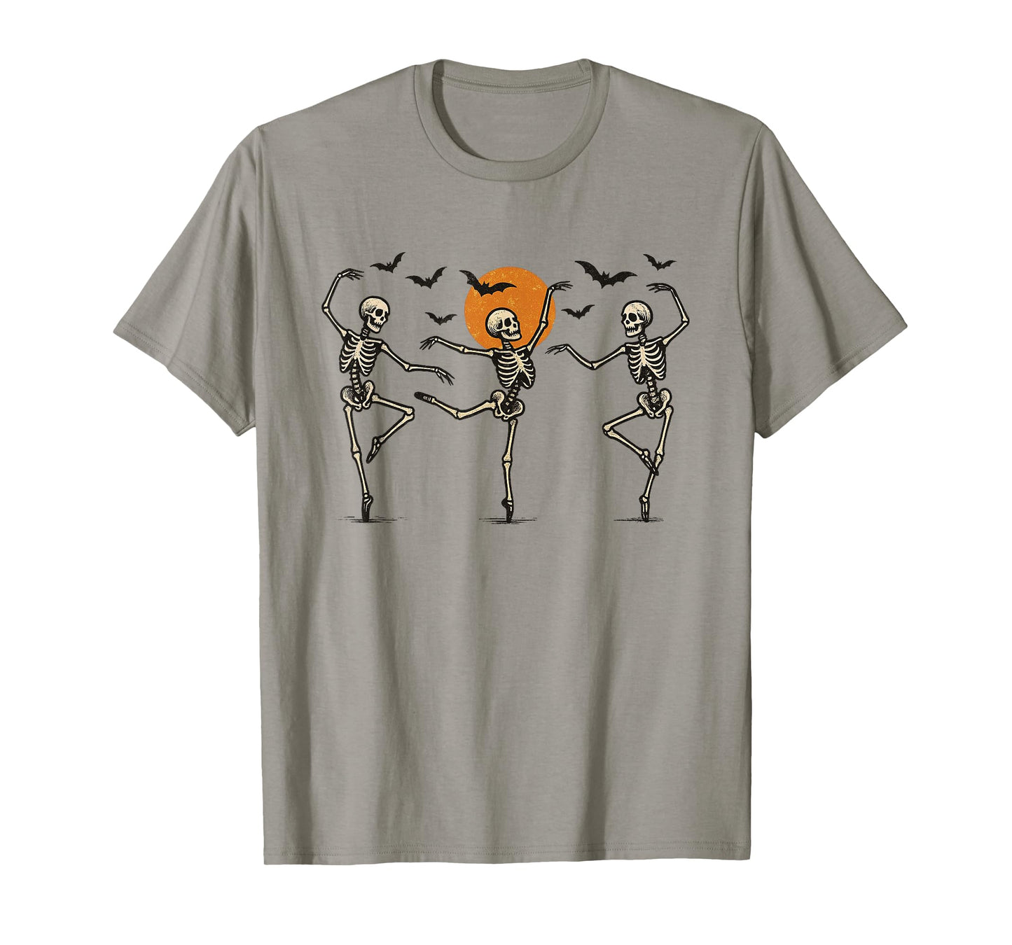 Dancing Skeleton Ballet Halloween Funny Spooky Bat Moon Fun T-Shirt