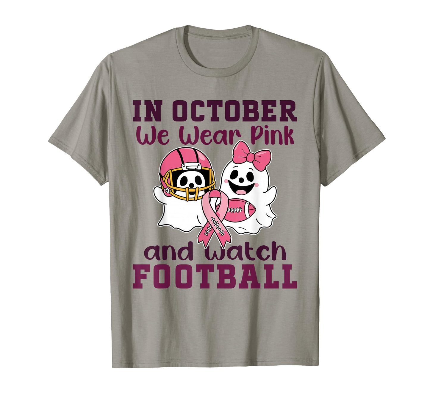 Football Breast Cancer Halloween in October we wear Pink Out T-Shirt